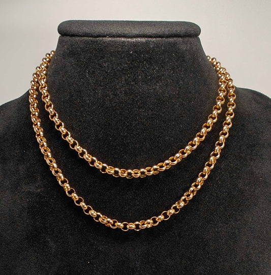 9ct Gold Belcher Necklace Chain 27.2g Albert Dog Clip 26.5" Vintage With Postage
