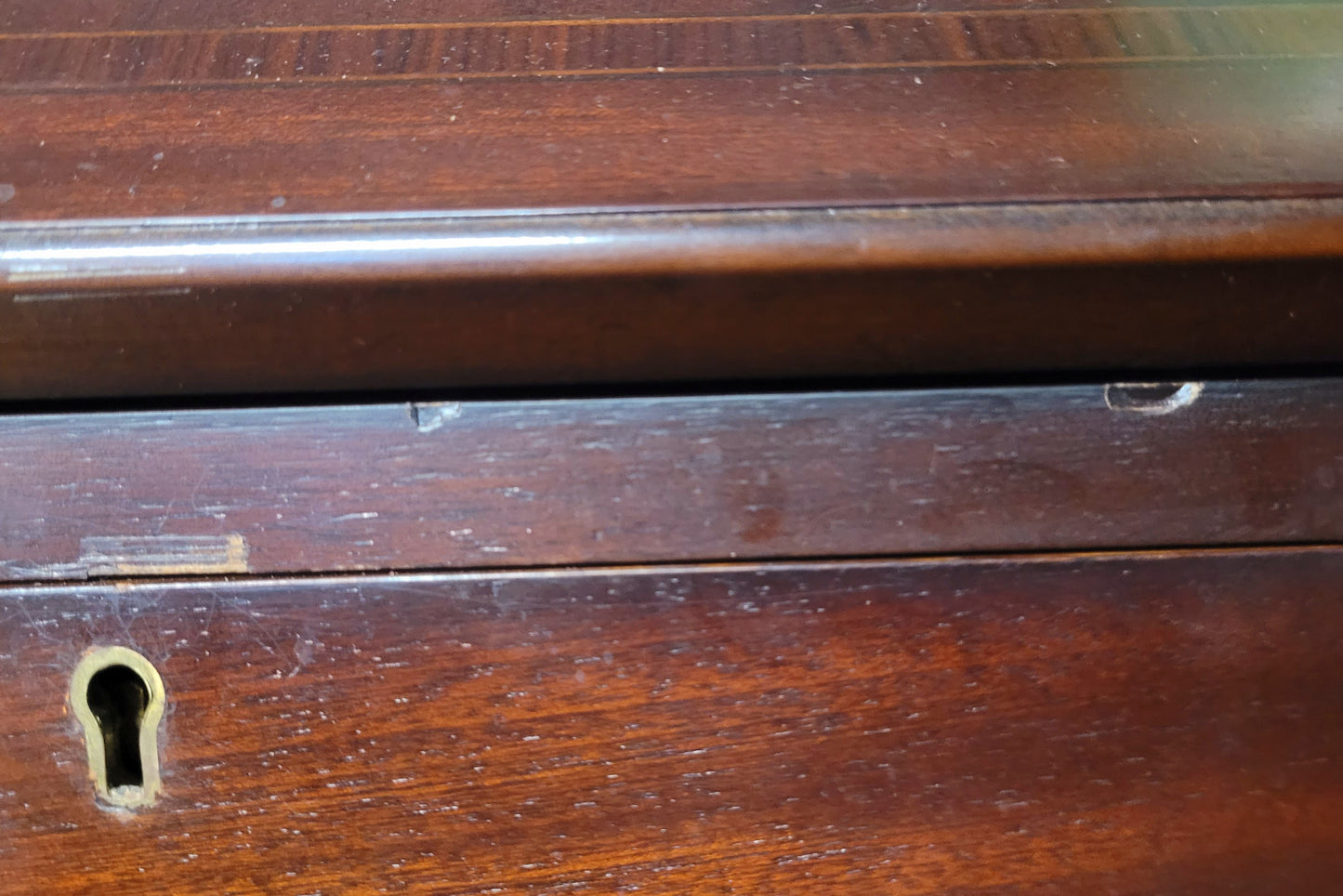 Writing Bureau Desk 20th-C Green Leather Top Drop Handles Delivery Available