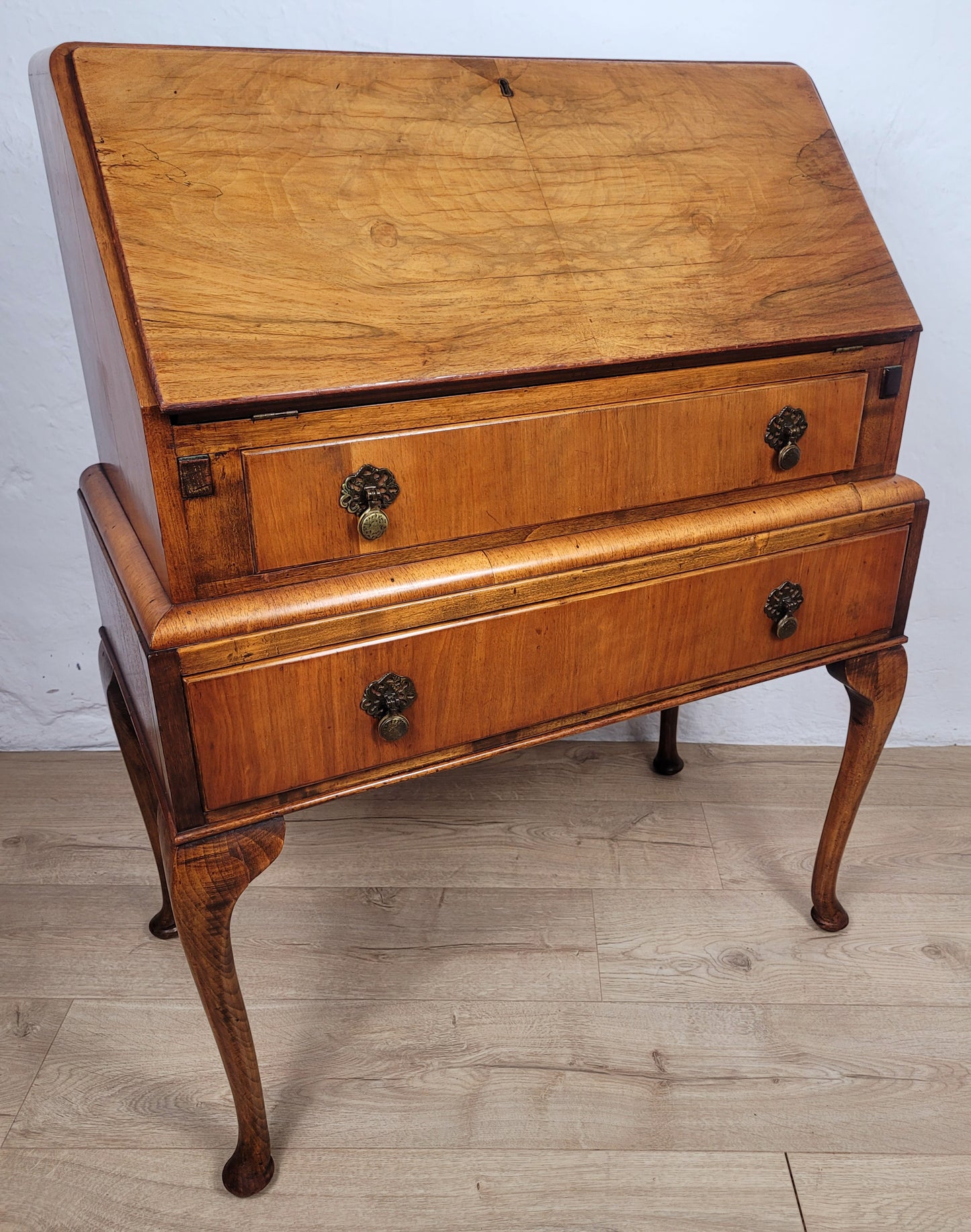 Vintage Writing Desk Denby & Spinks Walnut Cabriole Legs 1940s Delivery Available