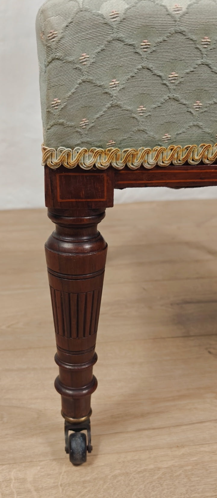 Edwardian Nursing Chair Inlaid Motif Castors Upholstery Postage Available