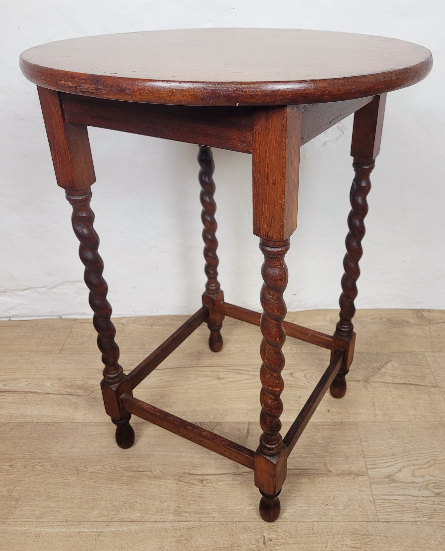 Barley Twist Occasional Table Circular Vintage 1930s English Postage Available