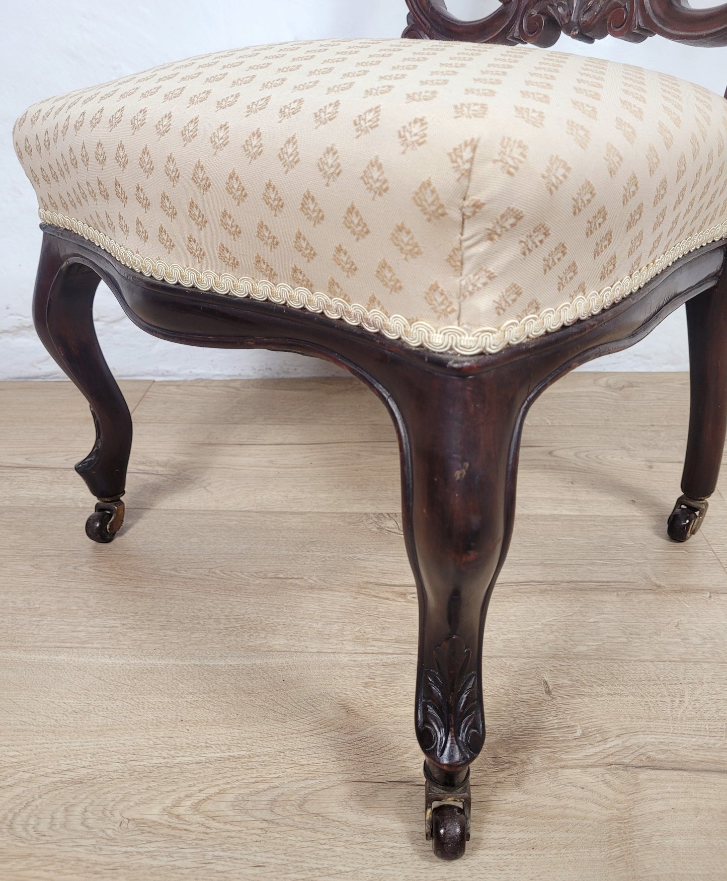 Victorian Nursing Chairs Carved Pierced Foliate Upholstery 19C Postage Available