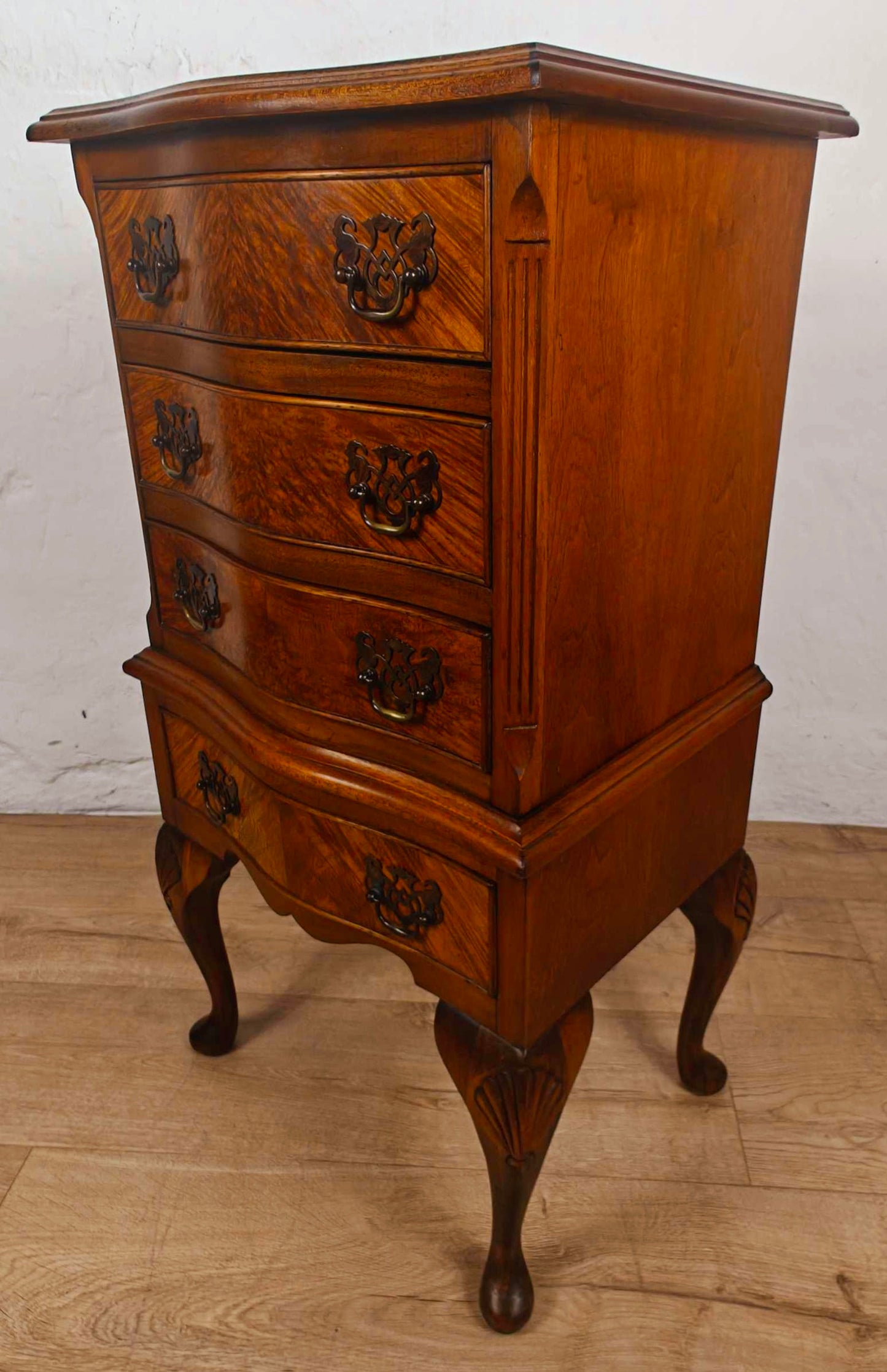 Walnut Chest of Drawers Cabriole Legs Shell Serpentine 1930s Postage Available