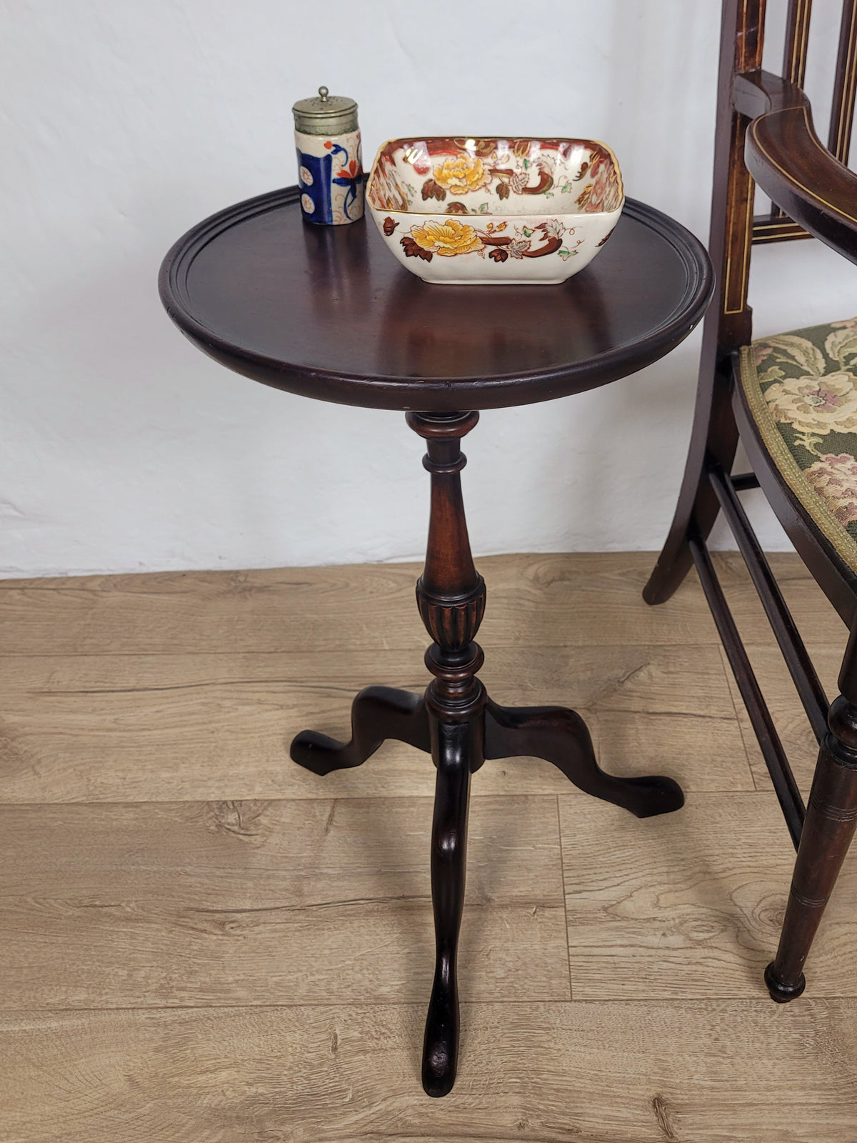 Victorian Tripod Wine Table Circular English Mahogany 1890 Postage Available