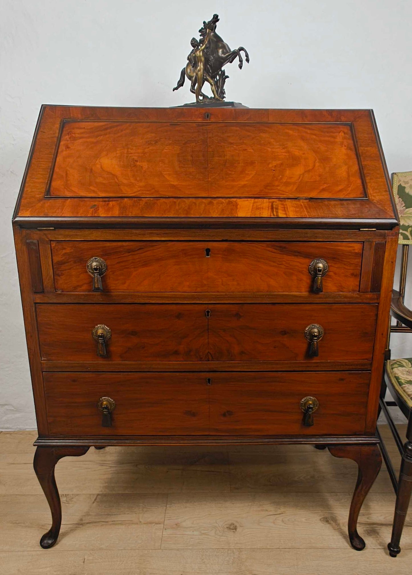 Edwardian Writing Bureau Desk Walnut Lock and Key 1910 Delivery Available