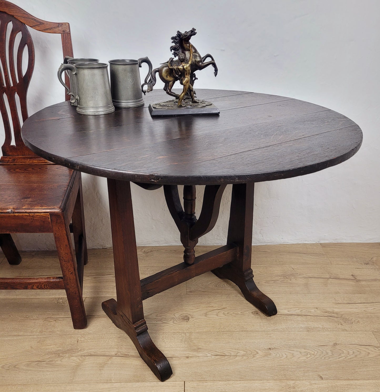 Vigneron Wine Tasting Table French Tilt Top Oak 19th Century Delivery Available