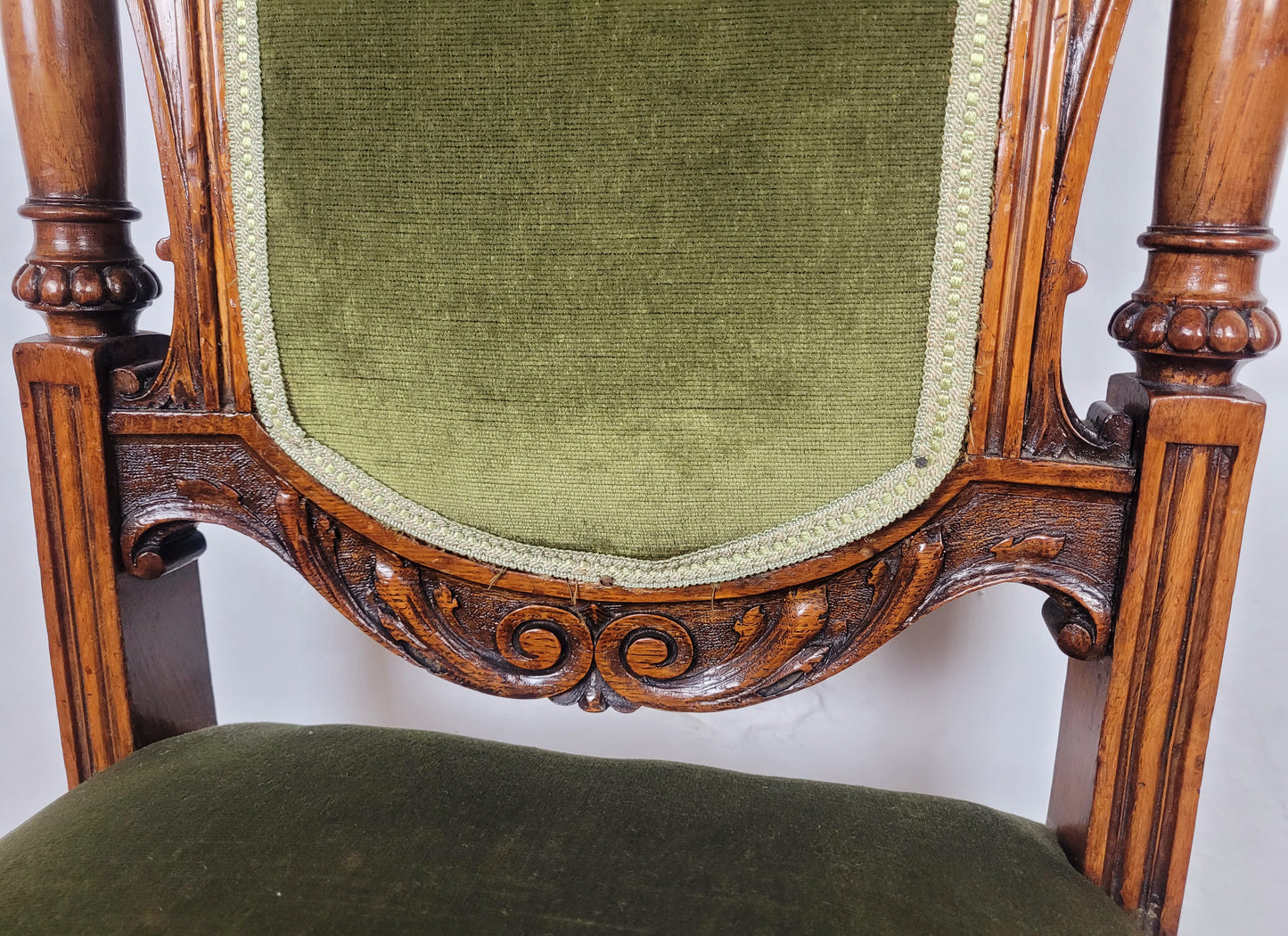 Victorian Hall Chair Oak Upholstered Foliate Carvings Castors Delivery Available