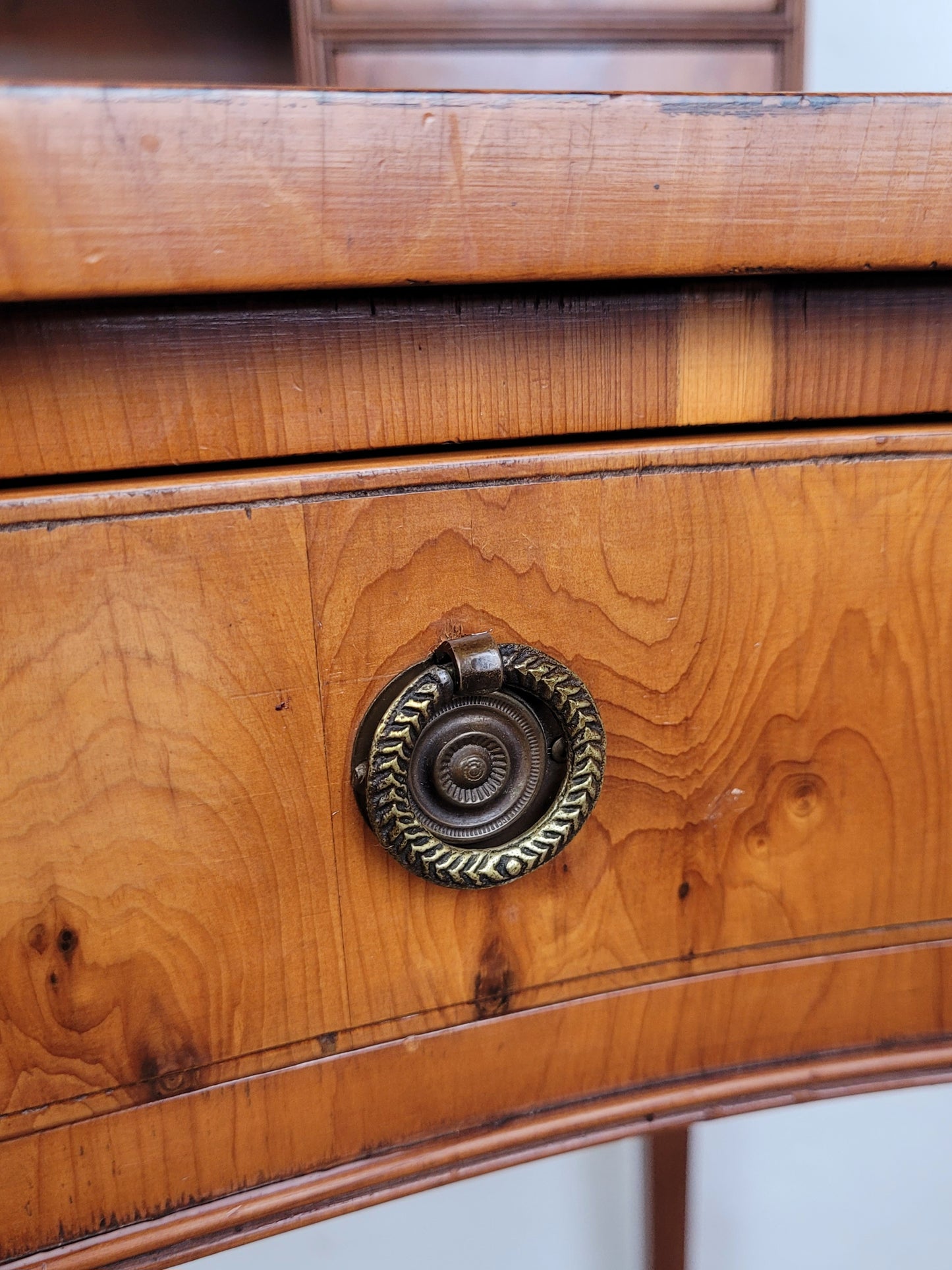 Vintage Ladies Writing Desk Yew Porcelain Drawers 1950s Delivery Available