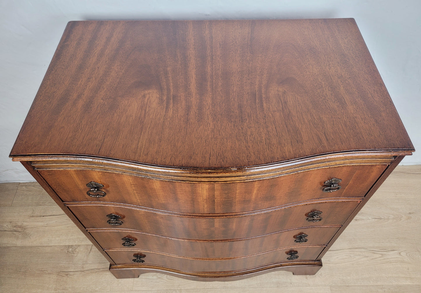 Chest of Drawers 4 Serpentine Front Mahogany Antique English Delivery Available