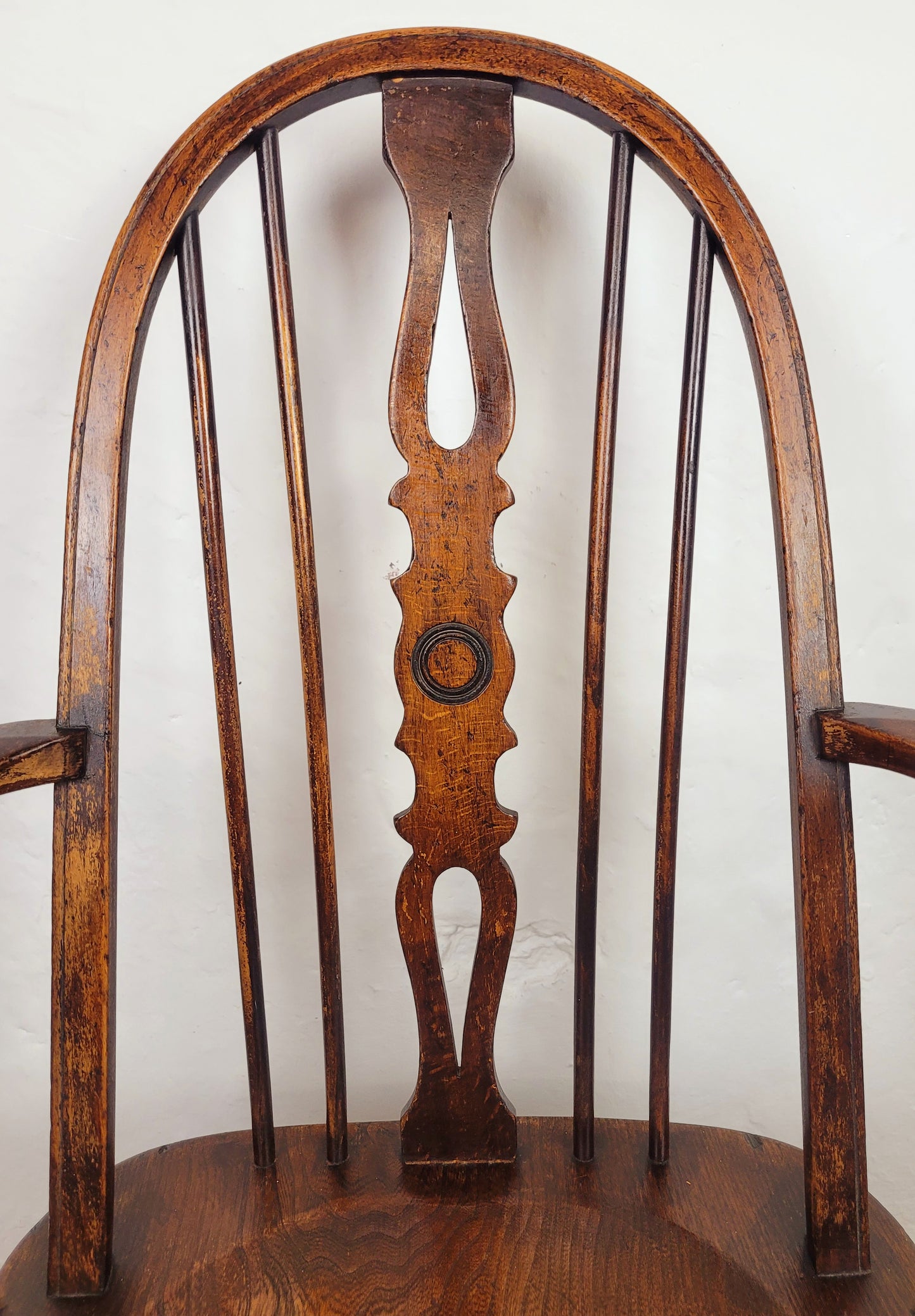 Vintage Kitchen Armchair Elm Farmhouse Country Pierced Back Postage Available