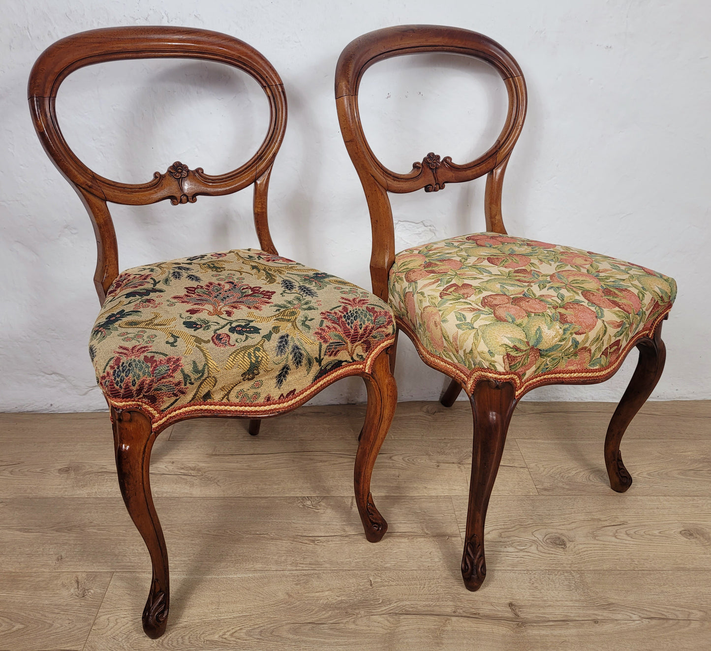 Victorian Balloon Back Chairs Antique Upholstered Cabriole Leg Postage Available