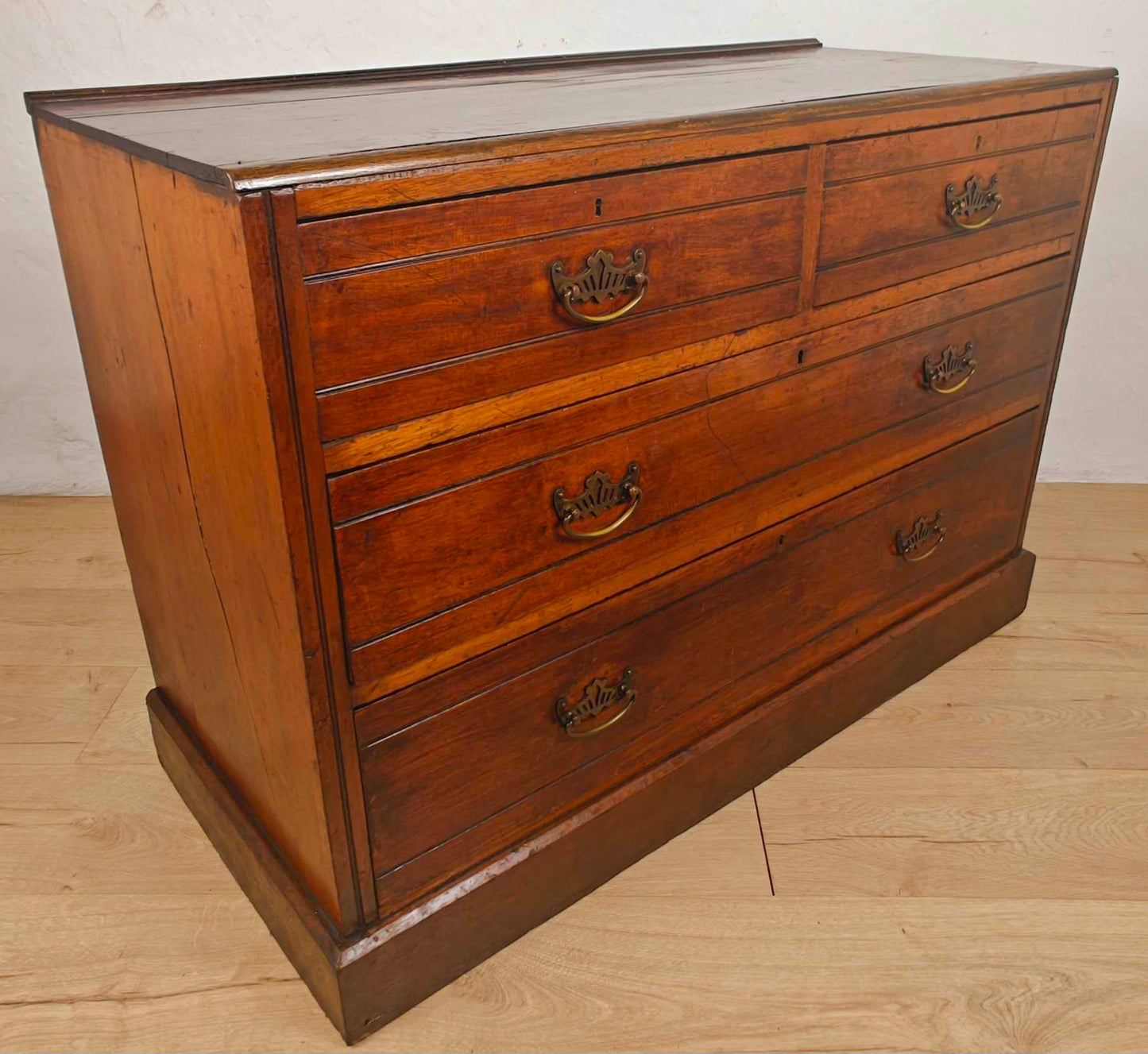 Edwardian Chest of Drawers 2 Over 3 Walnut 1910s Drop Handle Delivery Available