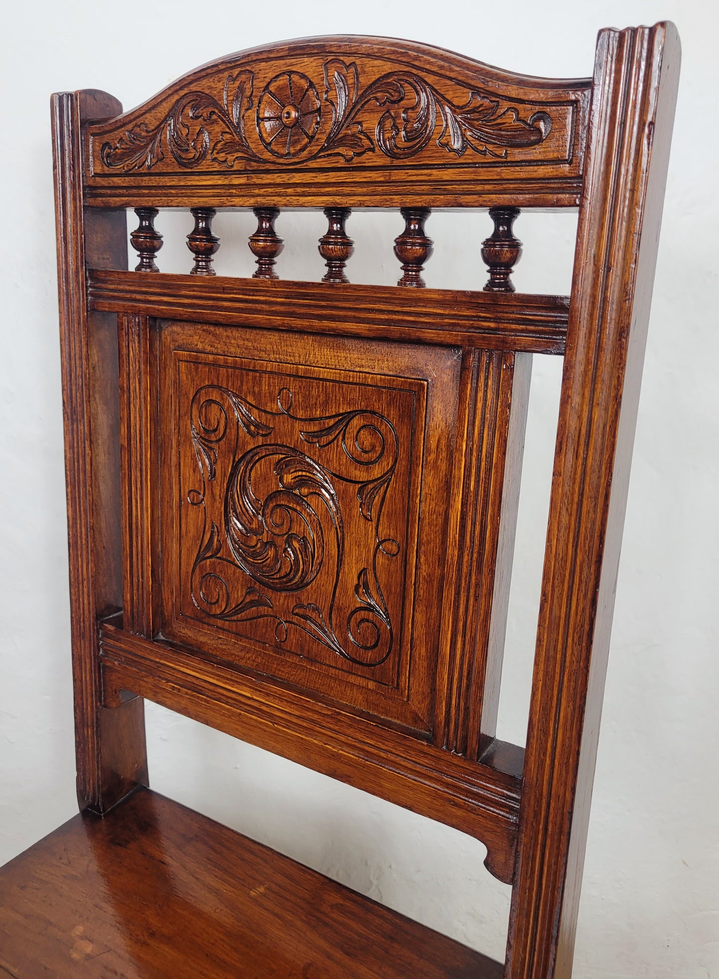 Victorian Kitchen Chair Elm Carved Panel Back 19thC Antique Postage Available