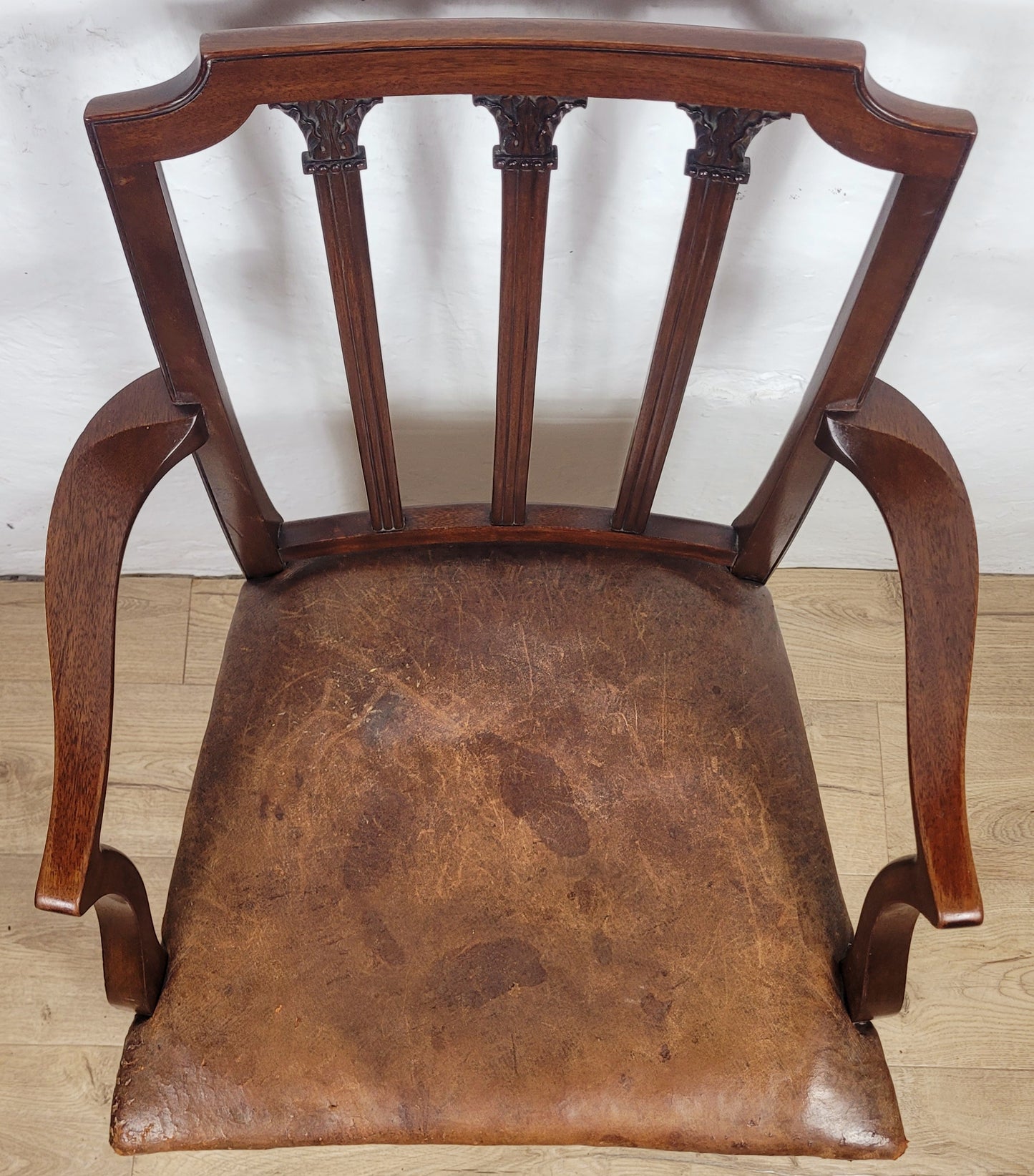 Victorian Armchair Carved Leather 19thC Mahogany English Delivery Available