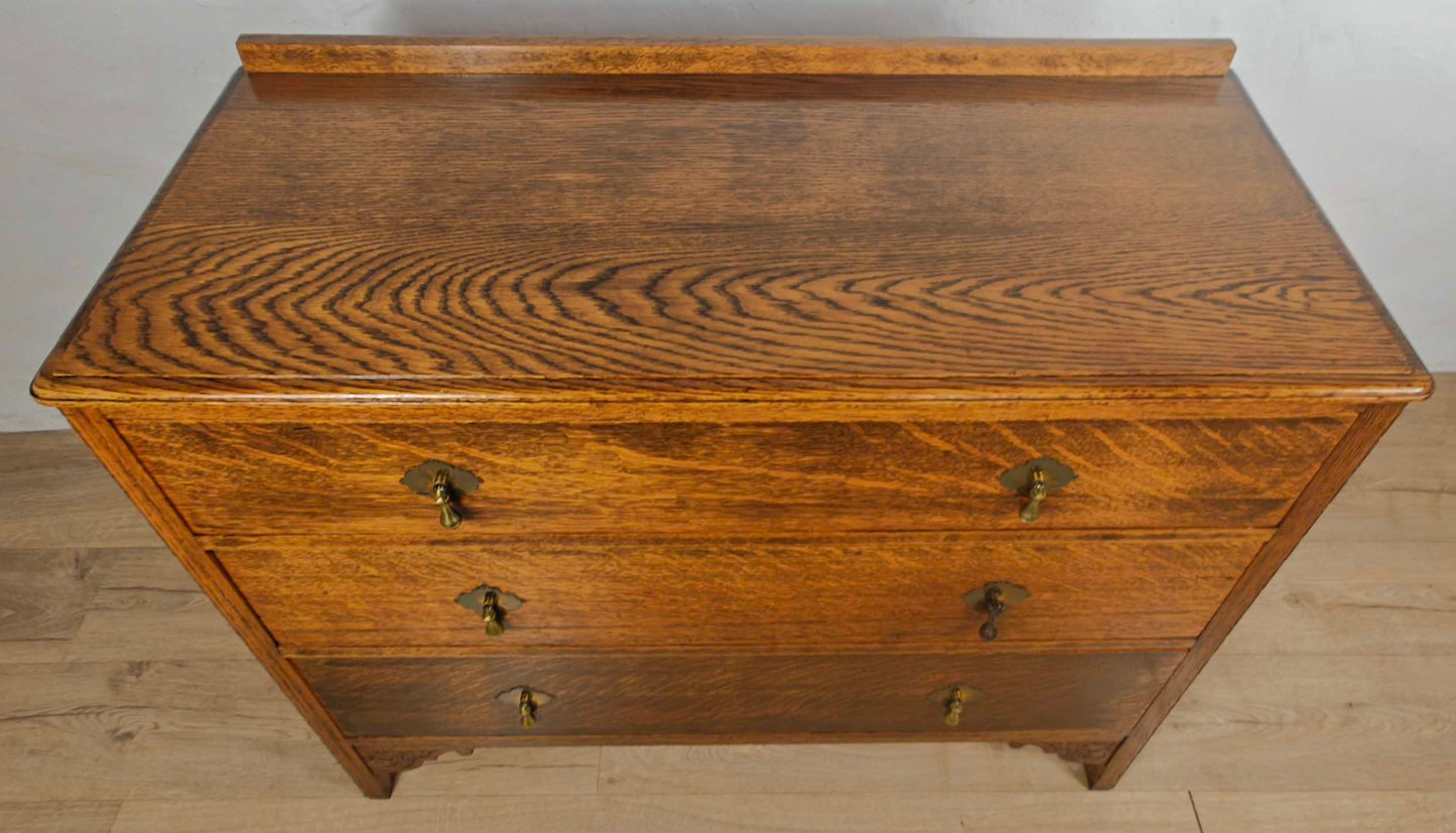 Vintage Chest Of Drawers Oak Carved Vintage 20th-Century Delivery Available