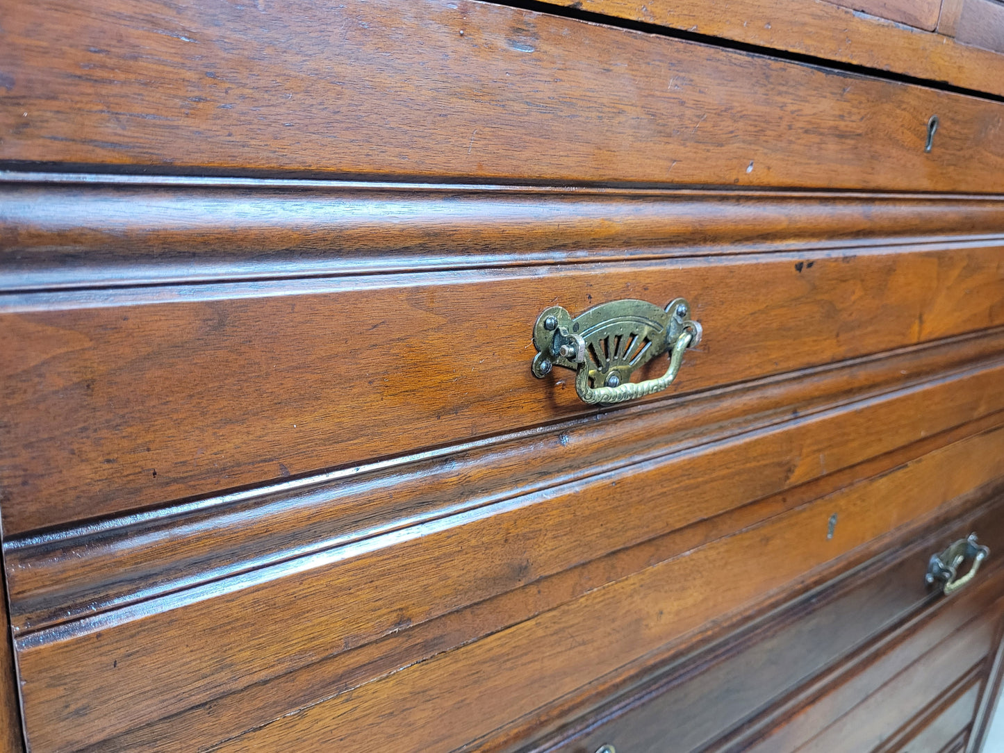 Edwardian Chest of Drawers Walnut 2 Over 3 1910s Drop Handles Delivery Available