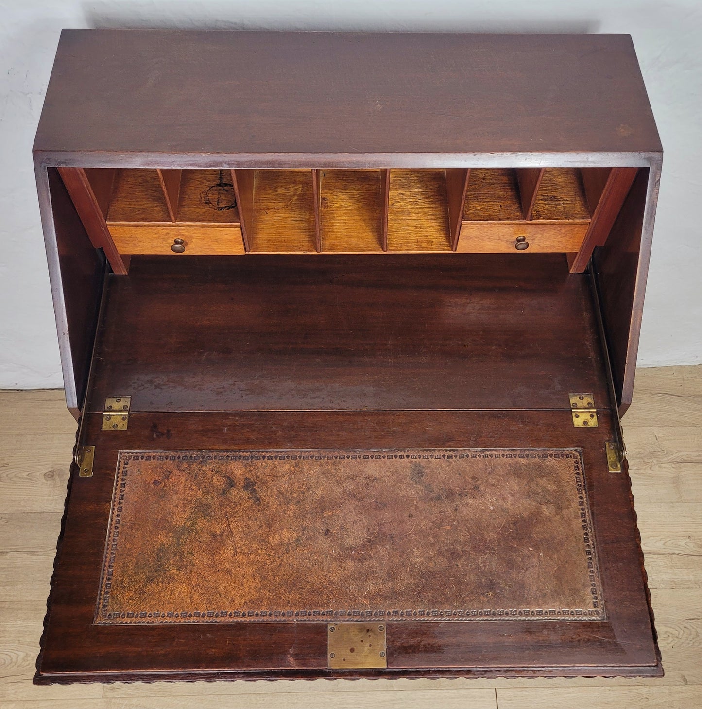 Vintage Writing Bureau Desk Key Lockable Drawers Leather 1930 Delivery Available