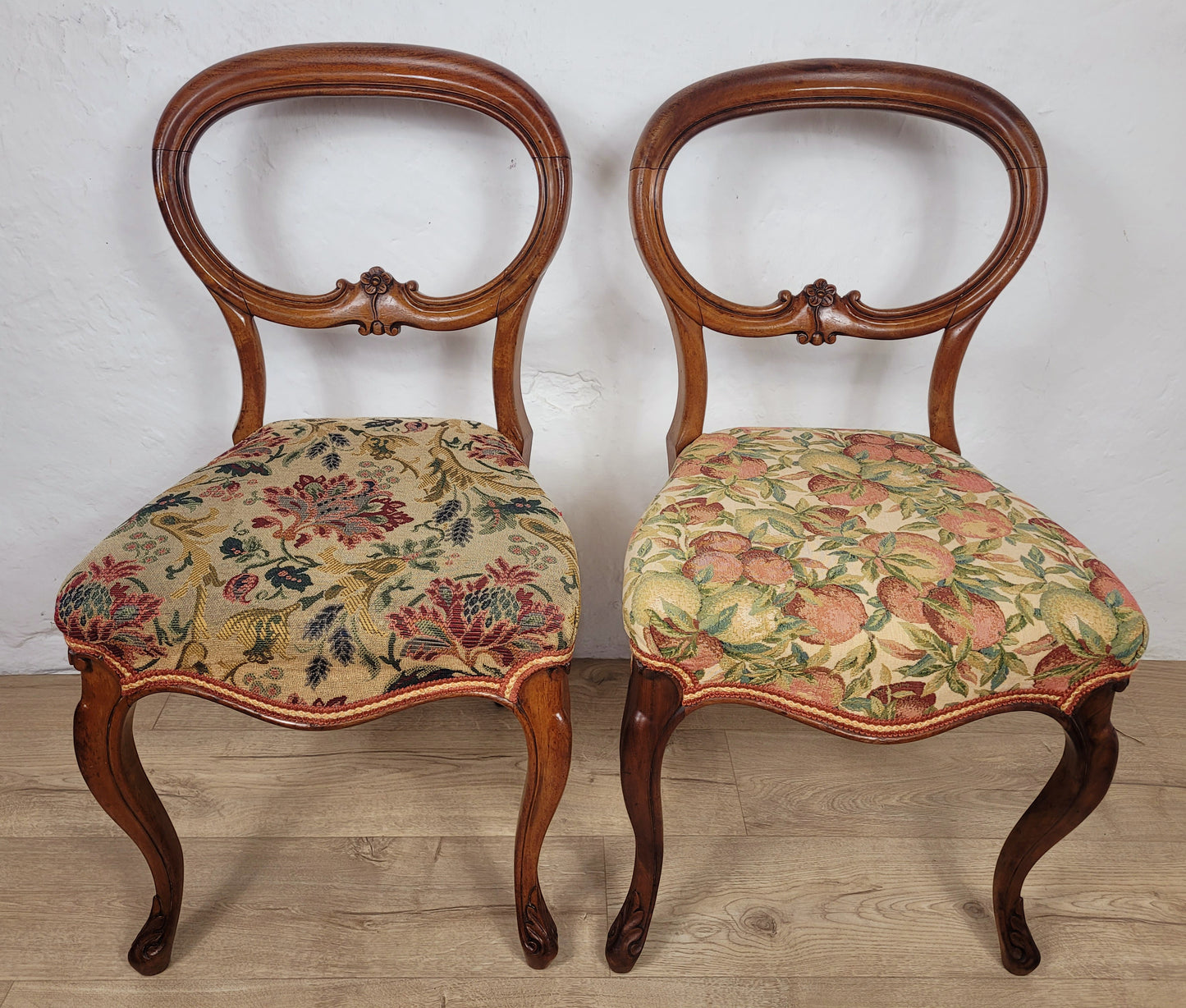 Victorian Balloon Back Chairs Antique Upholstered Cabriole Leg Postage Available