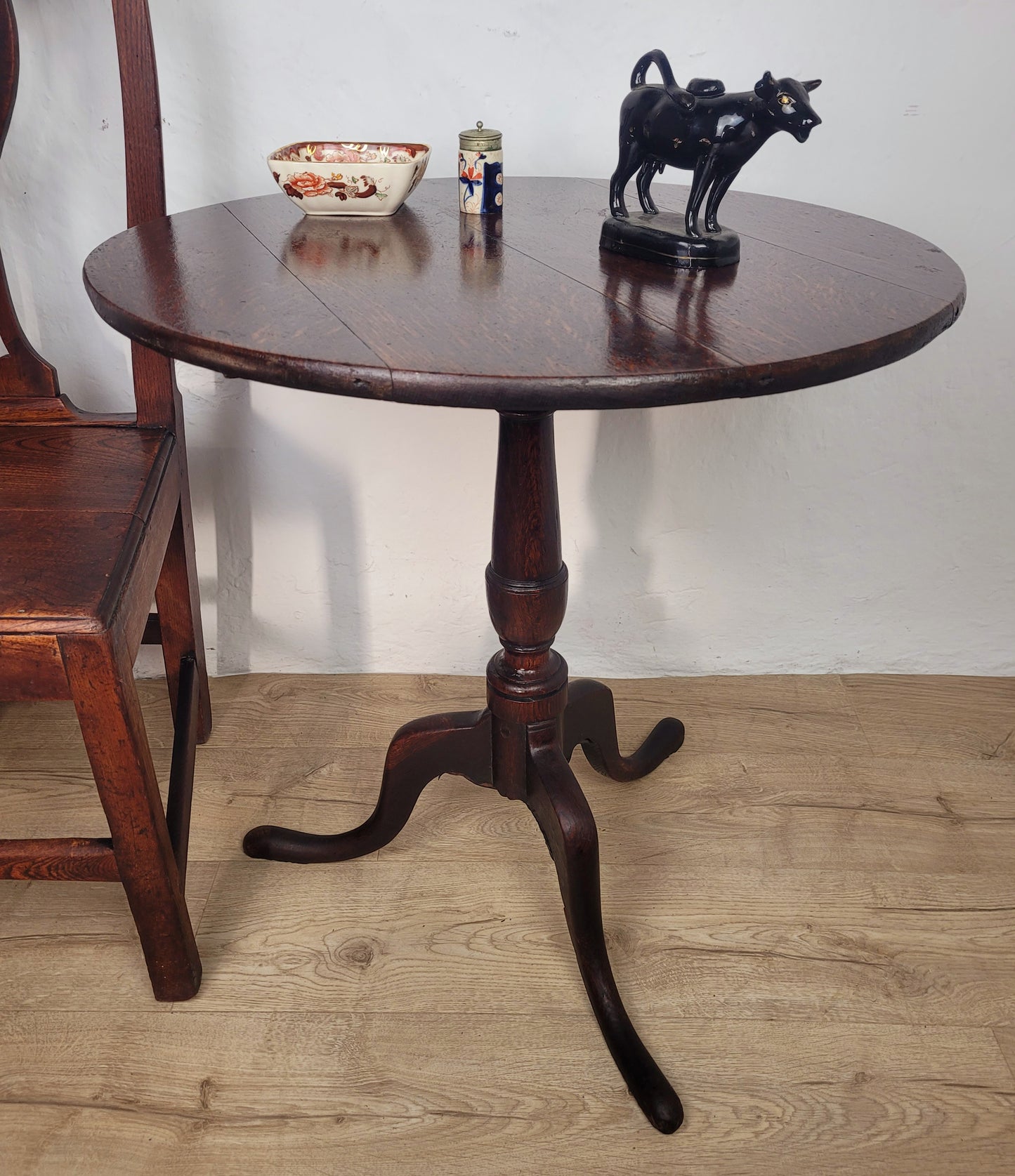 Georgian Tilt Top Table Tripod Occasional Round 18thC Oak Delivery Available