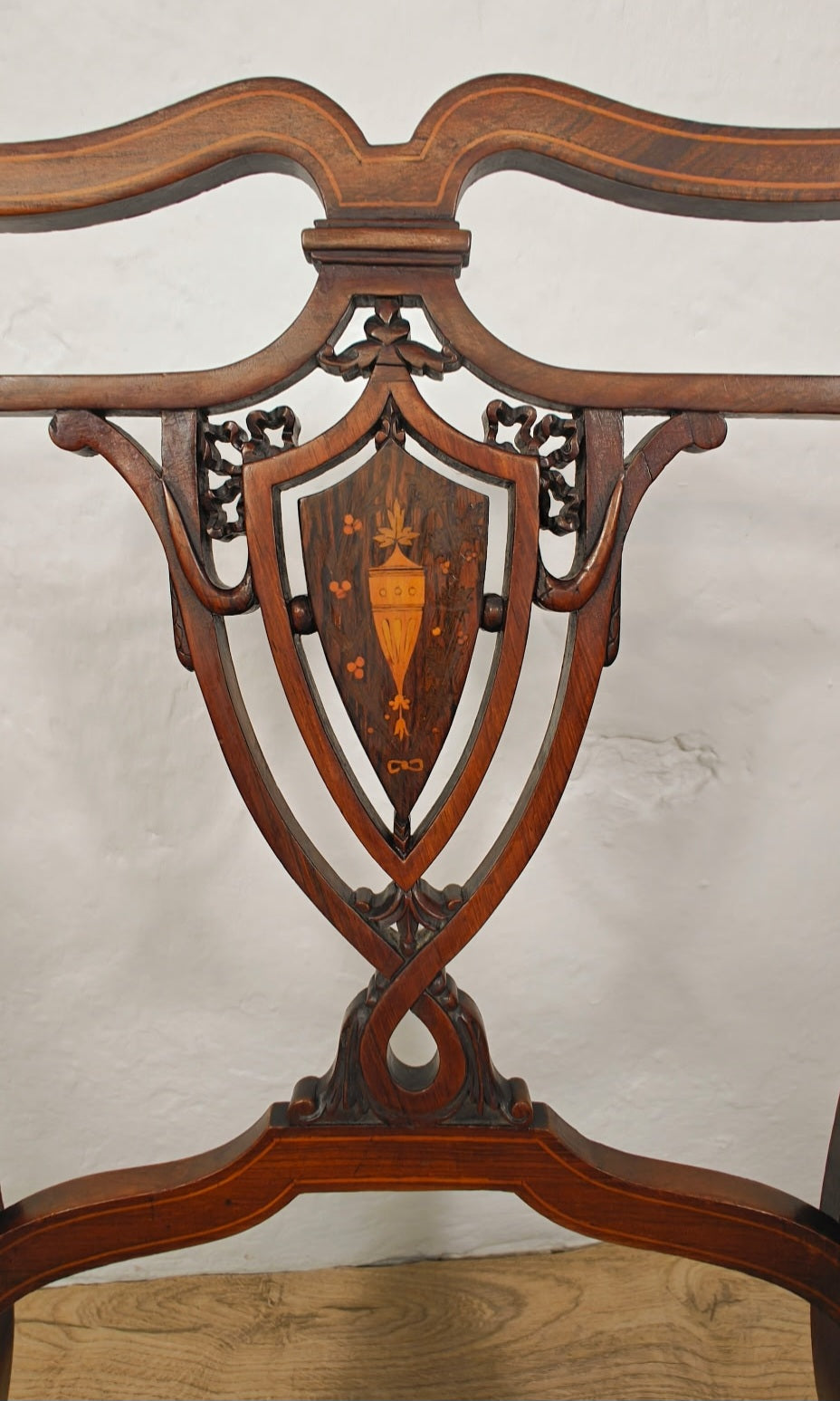 Edwardian Nursing Chair Inlaid Motif Castors Upholstery Postage Available