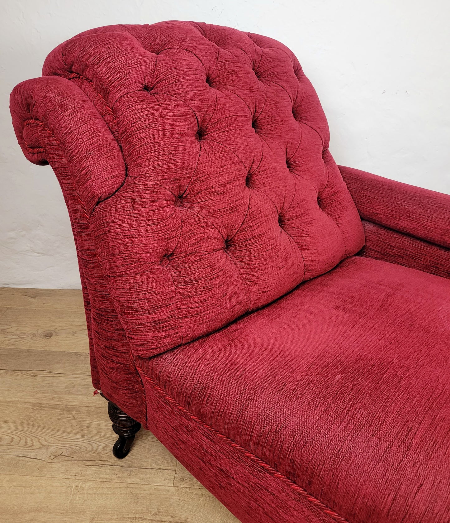 Victorian Chaise Lounge 19th Century Red Upholstered Antique Delivery Available