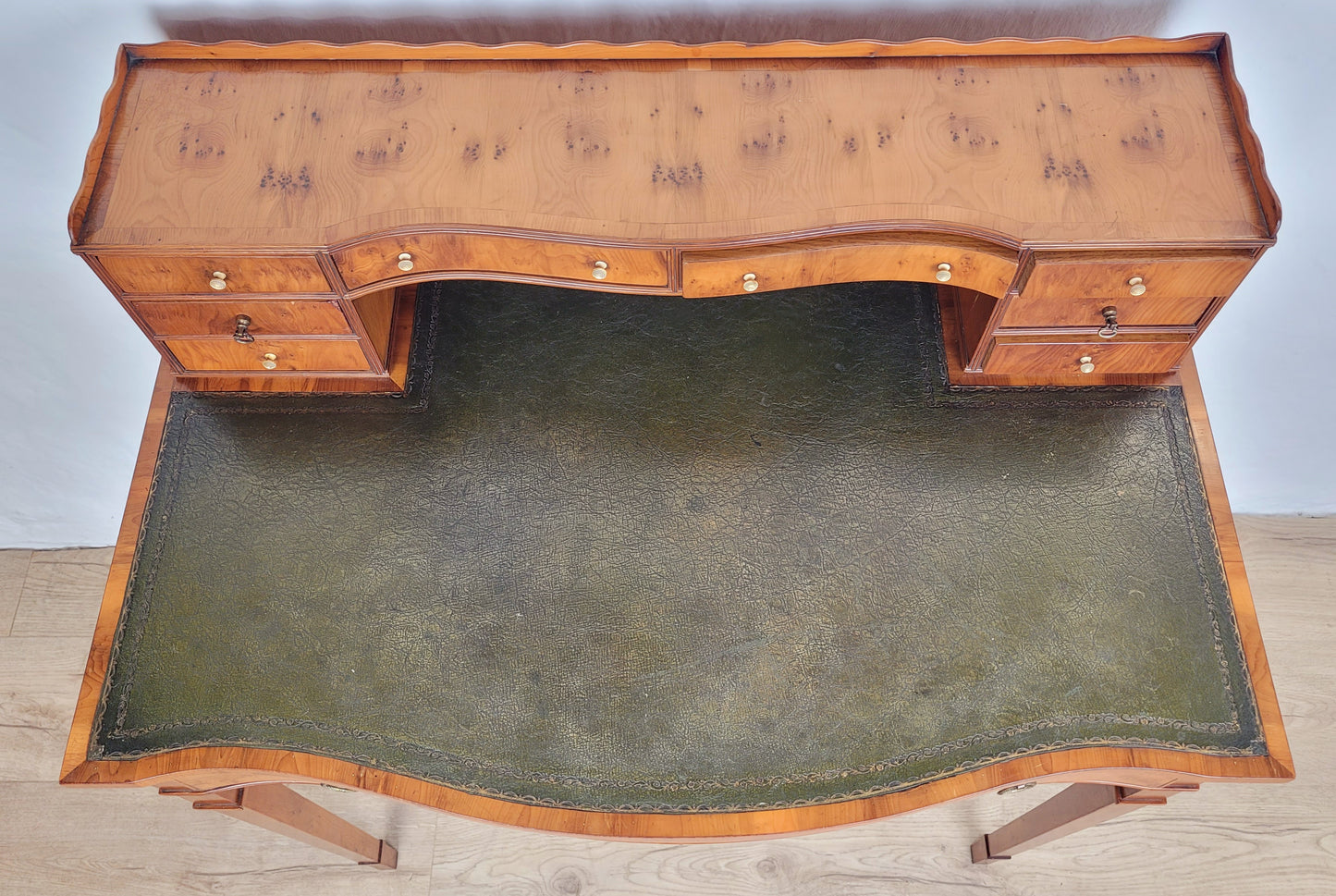 Vintage Ladies Writing Desk Yew Porcelain Drawers 1950s Delivery Available