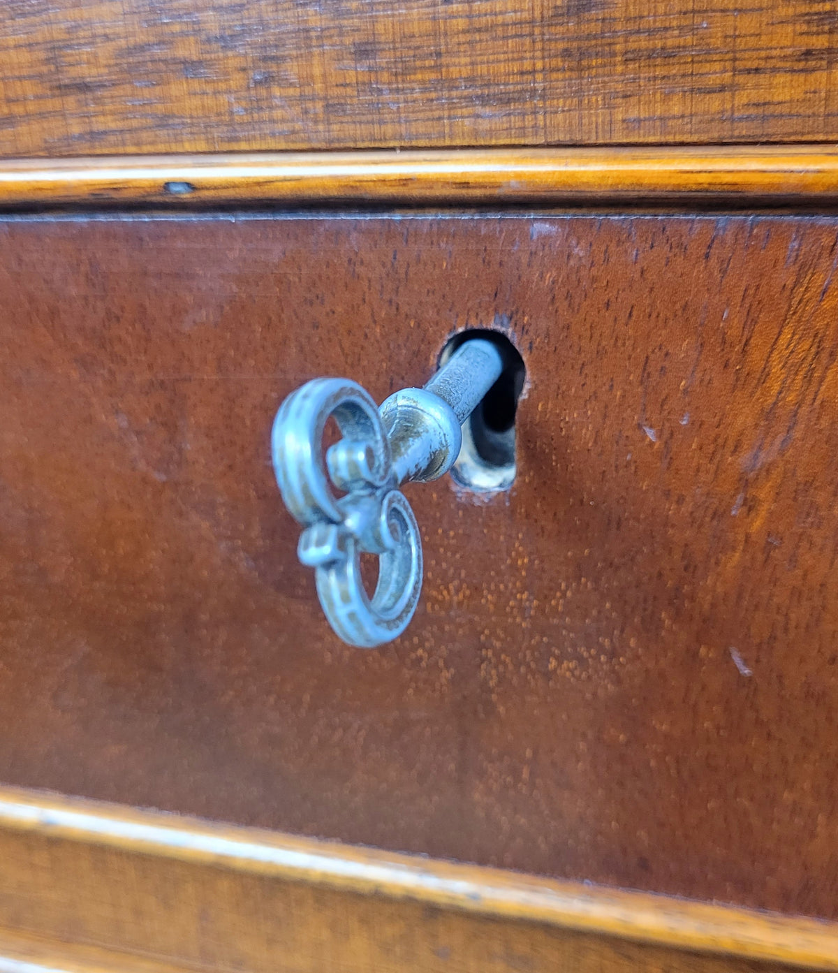 Vintage Writing Bureau Desk Key & Lock Leather 20thC Mahogany Delivery Available
