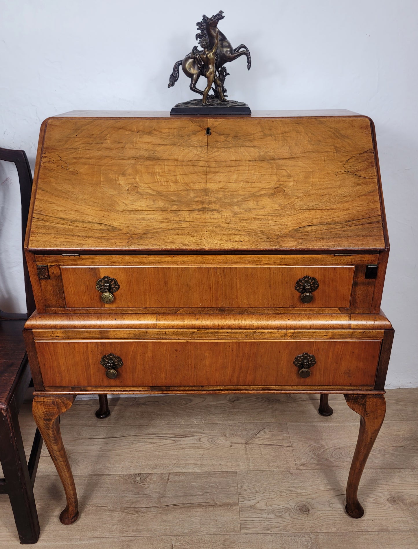 Vintage Writing Desk Denby & Spinks Walnut Cabriole Legs 1940s Delivery Available