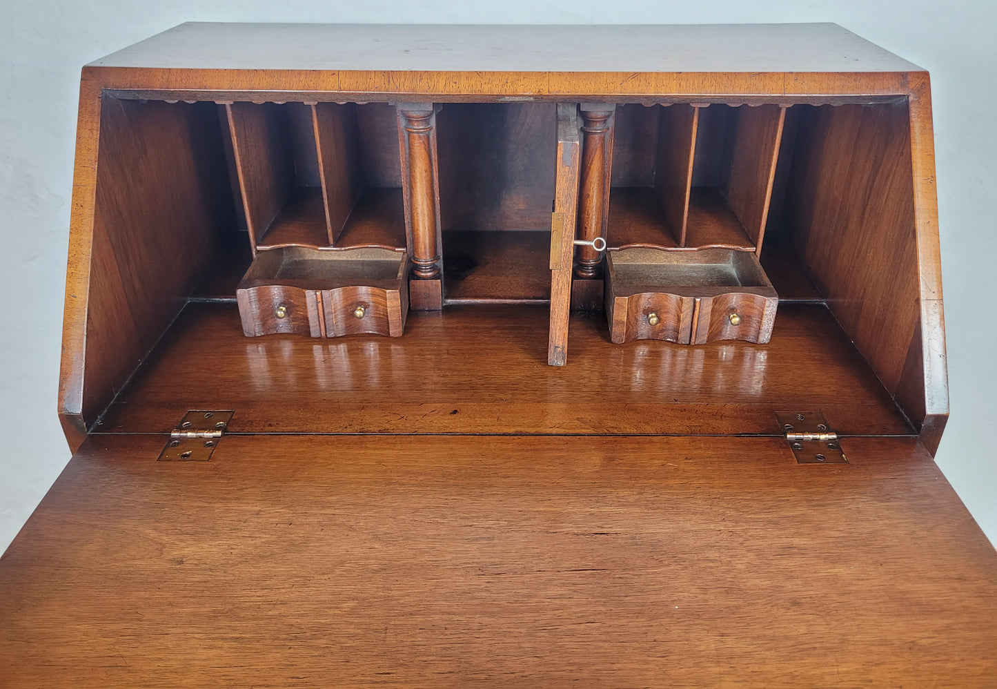 Edwardian Writing Bureau Desk Walnut 'Pratts' Lock and Key Delivery Available