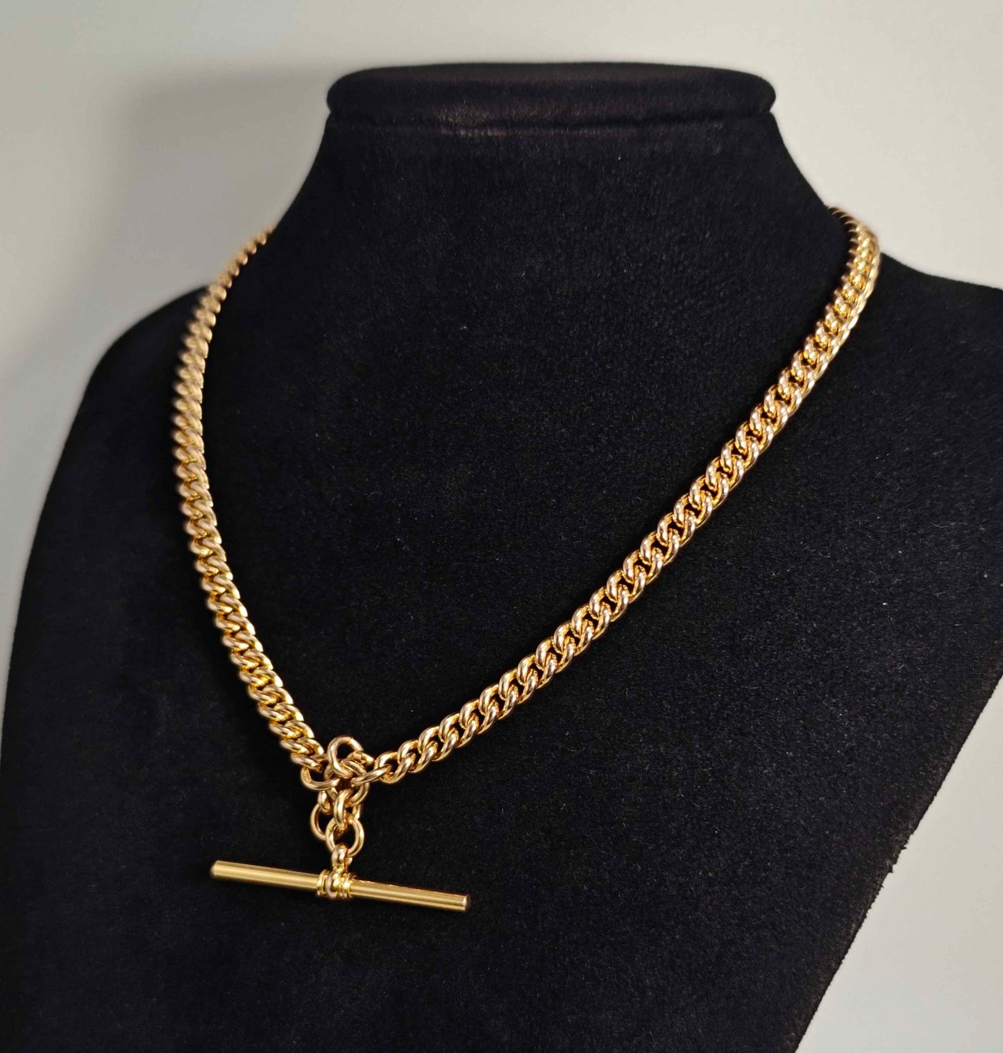 9ct Gold Albert Chain Signed WHWLD 375 Dog Clasp T-Bar Antique Postage Available