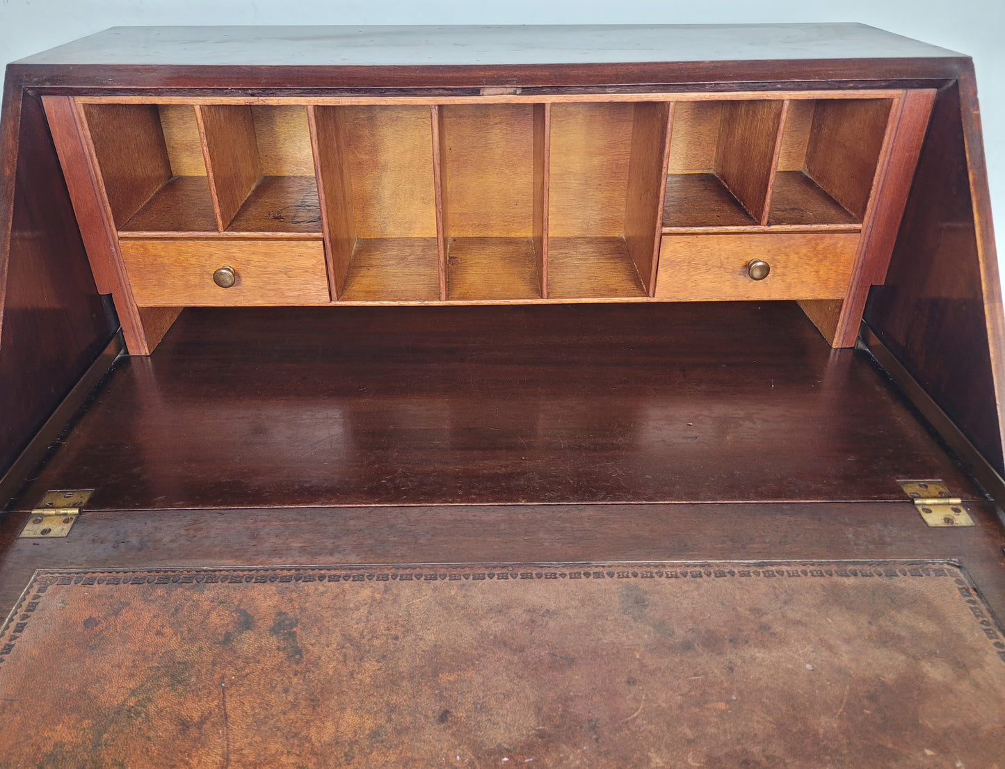 Vintage Writing Bureau Desk Key Lockable Drawers Leather 1930 Delivery Available