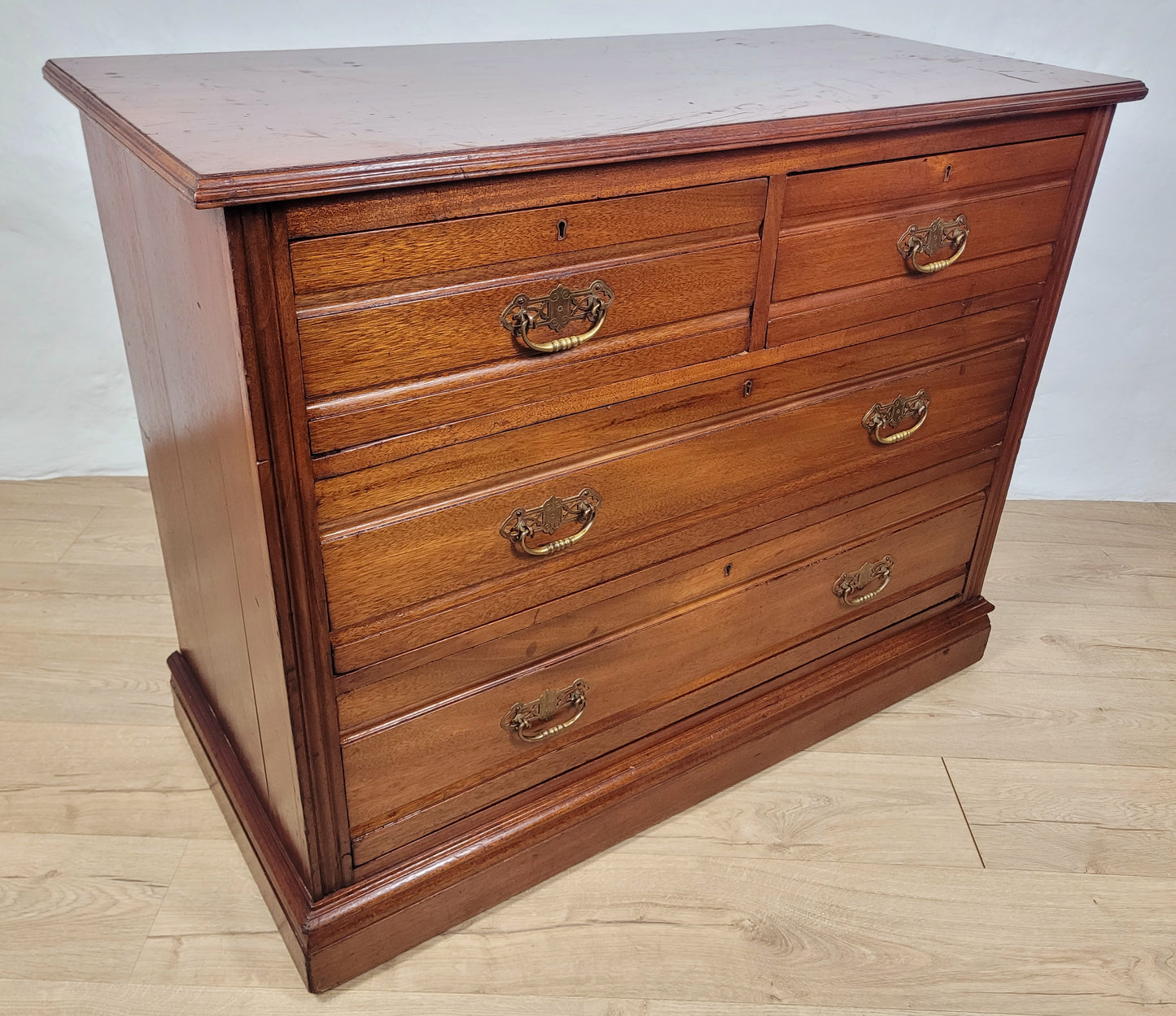 Edwardian Chest of Drawers Walnut 2 Over 3 1910s Drop Handles Delivery Available