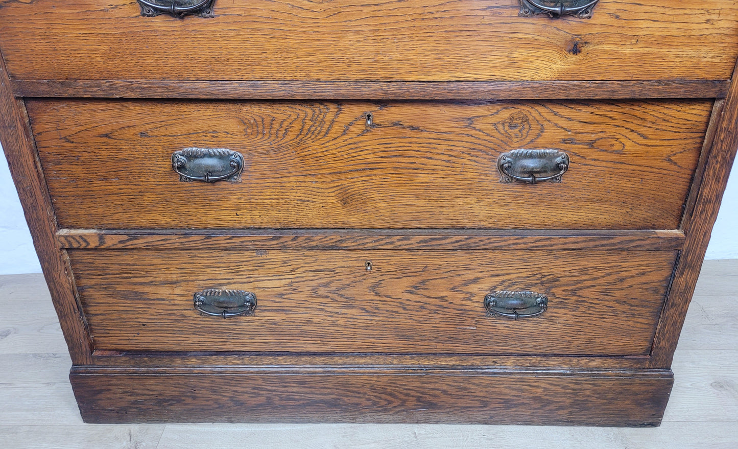 Edwardian Chest of Drawers 2 Over 3 Oak 1910s Drop Handle Delivery Available