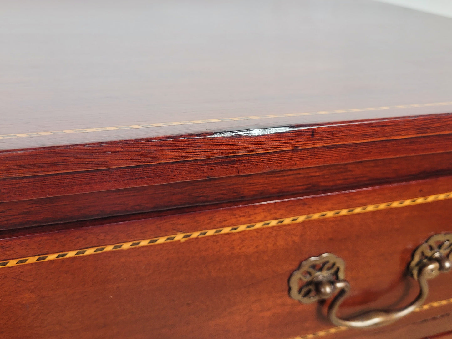 Vintage Two Drawer Chest Side Table Edwardian Style Inlaid Delivery Available