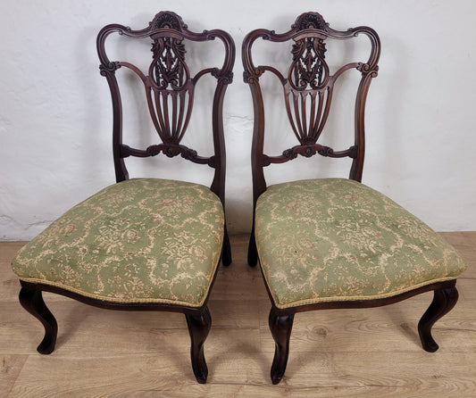 Victorian Nursing Chairs Carved Upholstered Floral 1890 Postage Available
