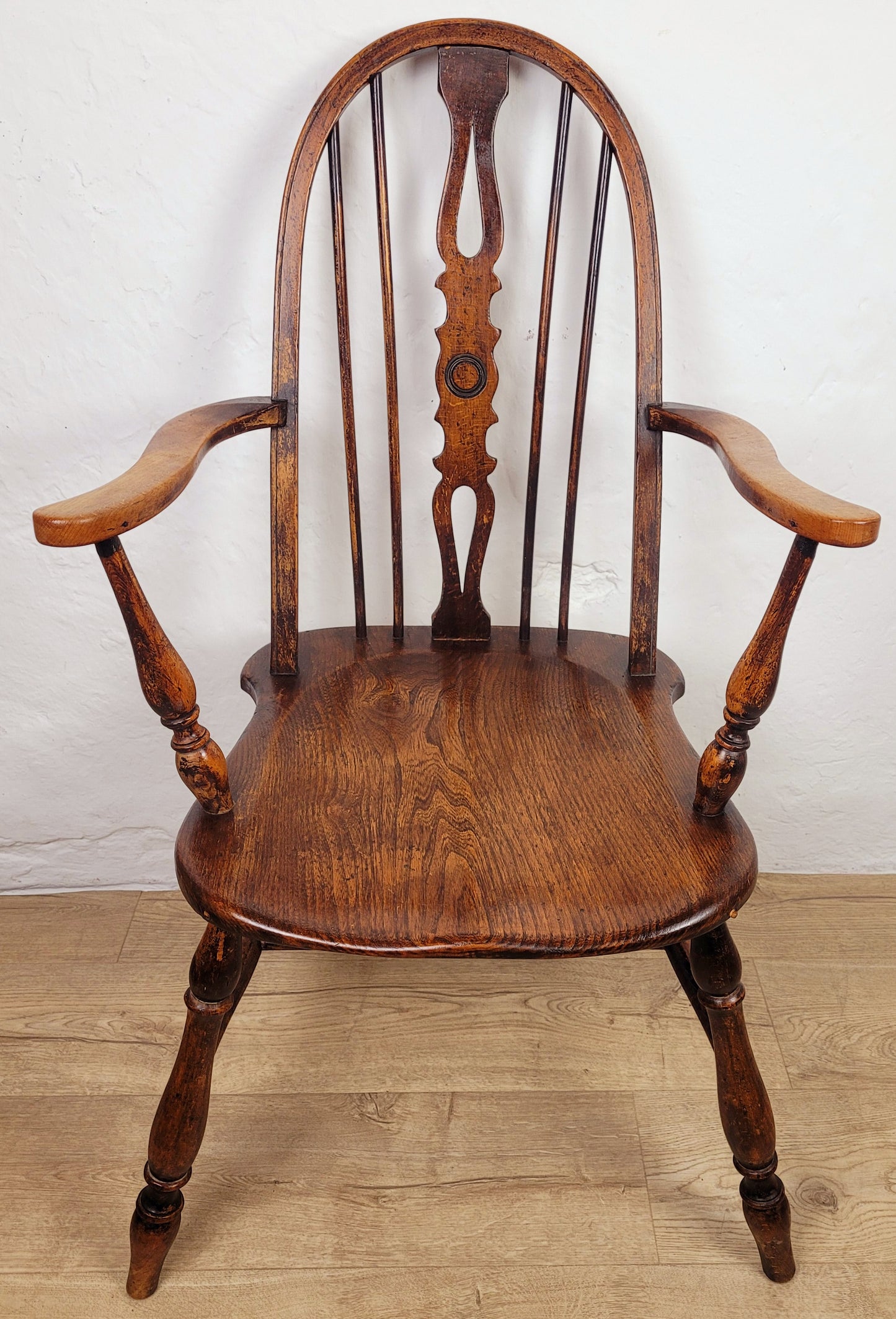 Vintage Kitchen Armchair Elm Farmhouse Country Pierced Back Postage Available