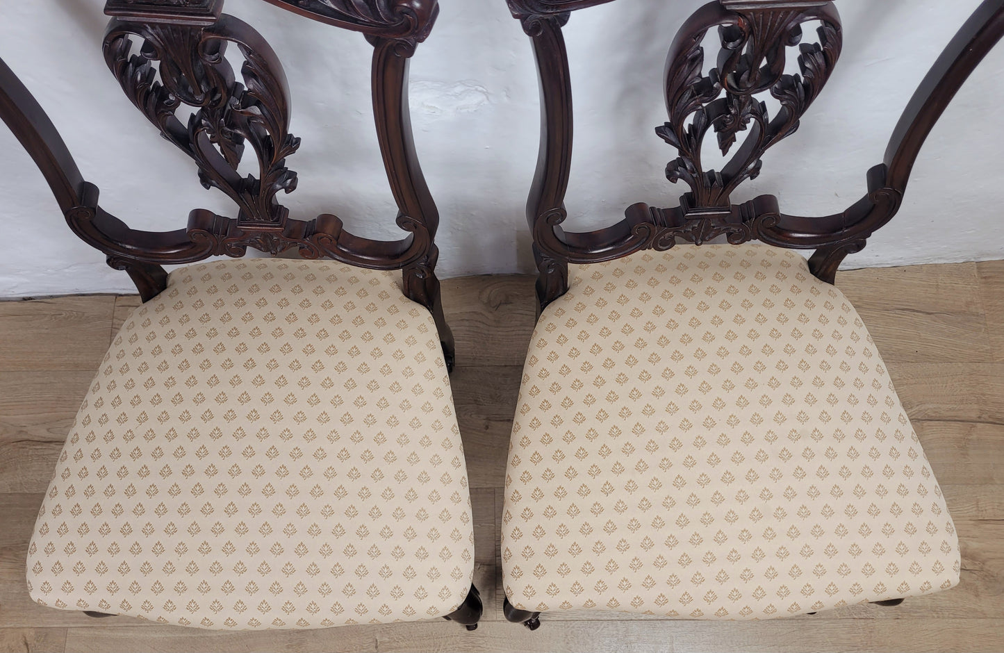 Victorian Nursing Chairs Carved Pierced Foliate Upholstery 19C Postage Available