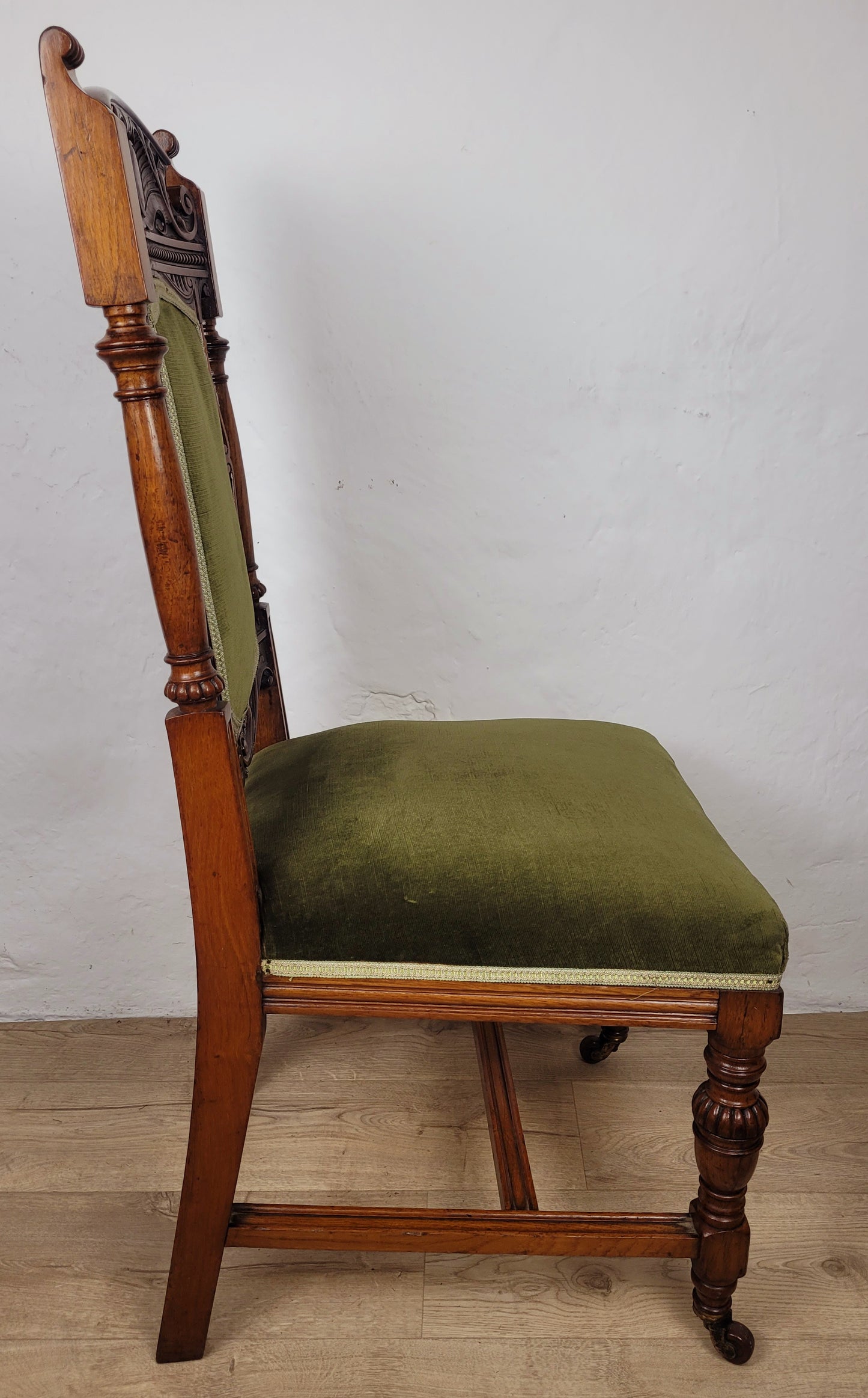 Victorian Hall Chair Oak Upholstered Foliate Carvings Castors Delivery Available