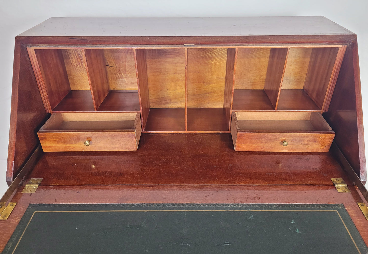 Edwardian Writing Bureau Desk Leather Crossband Antique 1910S Delivery Available