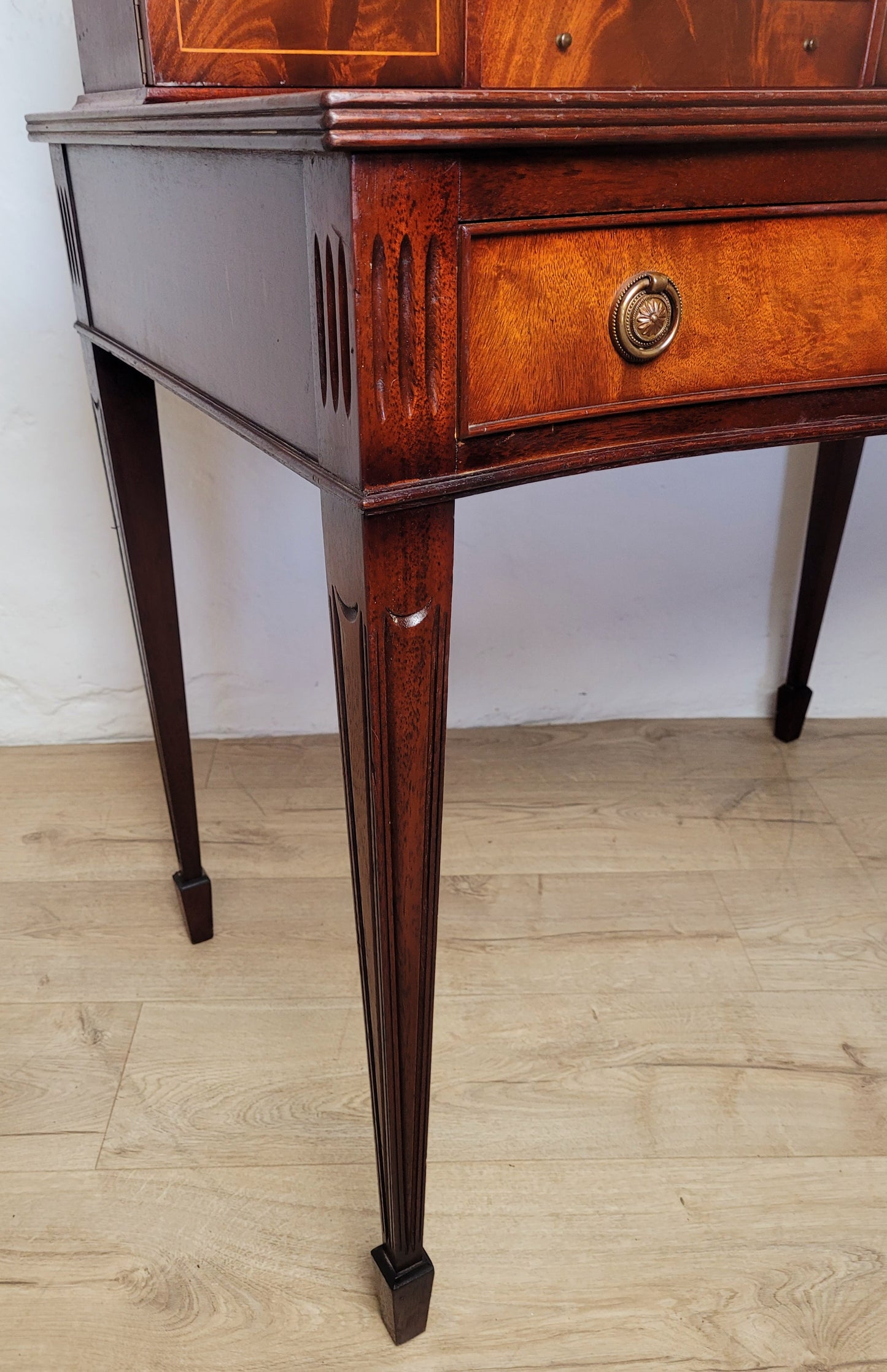 Vintage Ladies Writing Desk Bow Front Sheraton Style 1950s Delivery Available