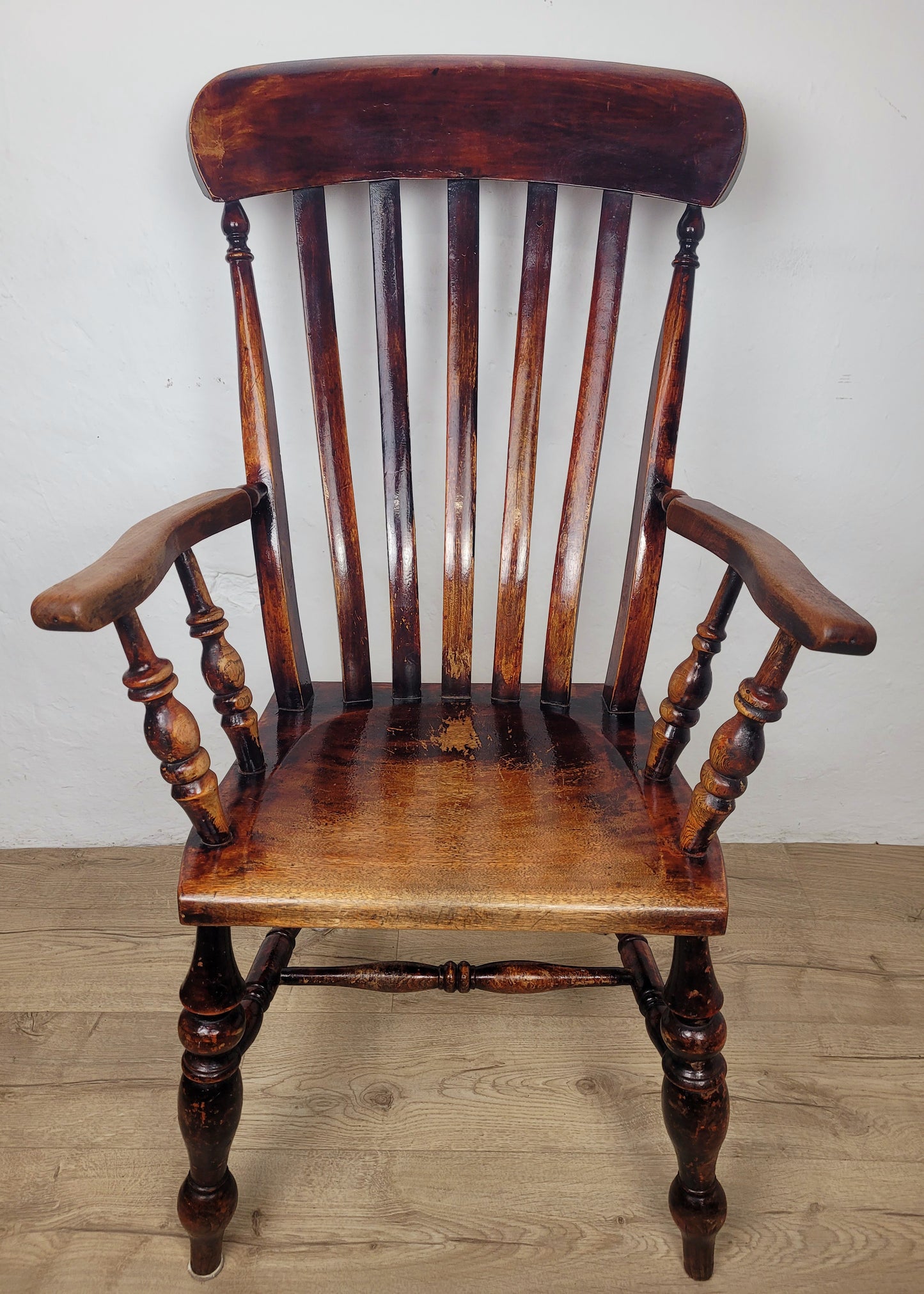 Victorian Kitchen Armchair 19thC Slatback Farmhouse Delivery Available