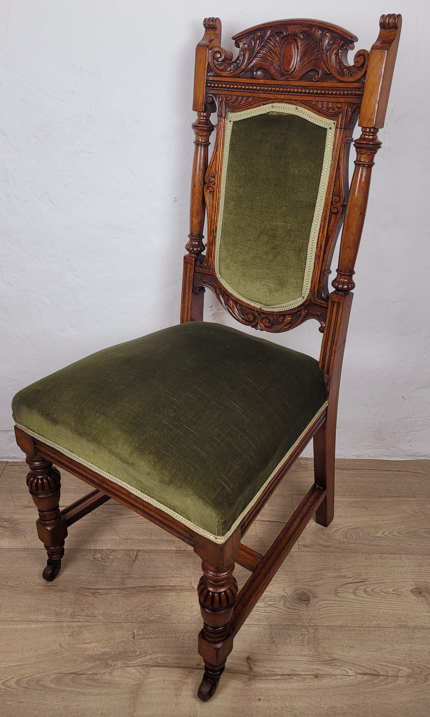 Victorian Hall Chair Oak Upholstered Foliate Carvings Castors Delivery Available