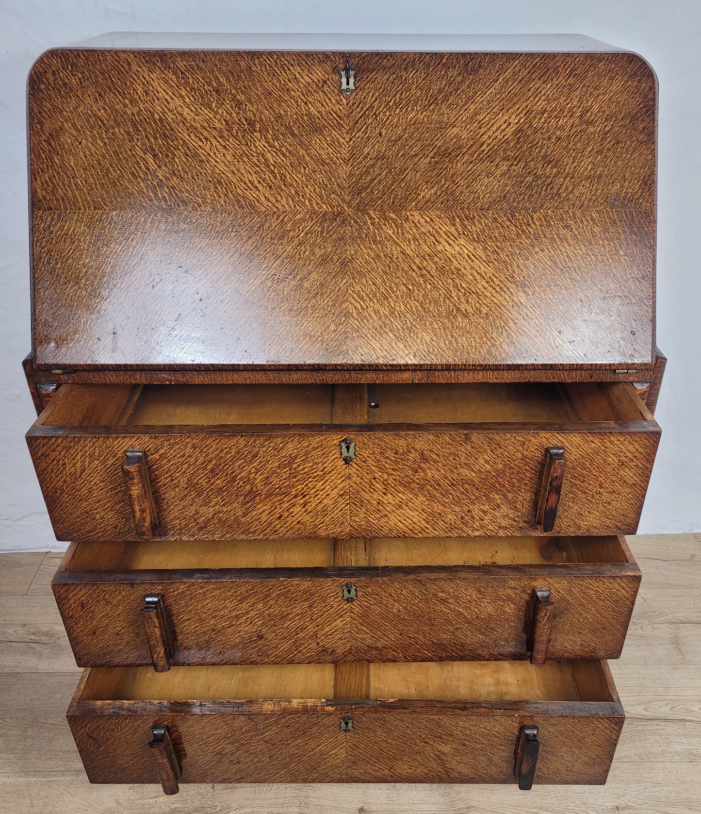 Oak Writing Bureau Desk Vintage 1960's Key & Lock Delivery Available