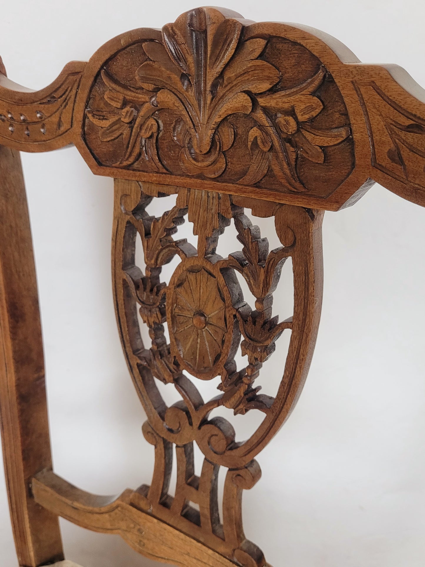 Edwardian Side Chair Carved Floral Beech Cabriole Legs Cream Postage Available
