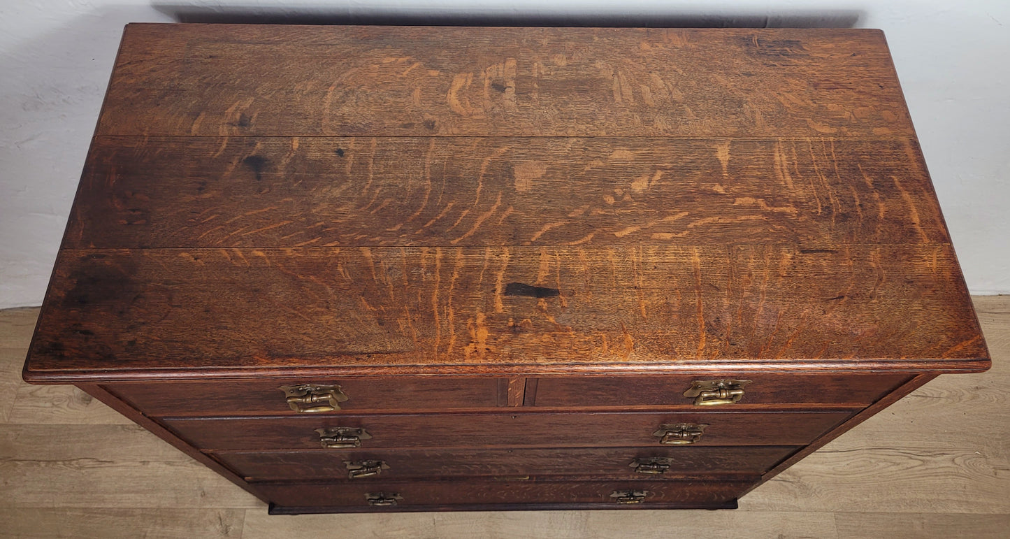 Edwardian Chest of Drawers 2 Over 3 Oak 1910s Drop Handle Delivery Available