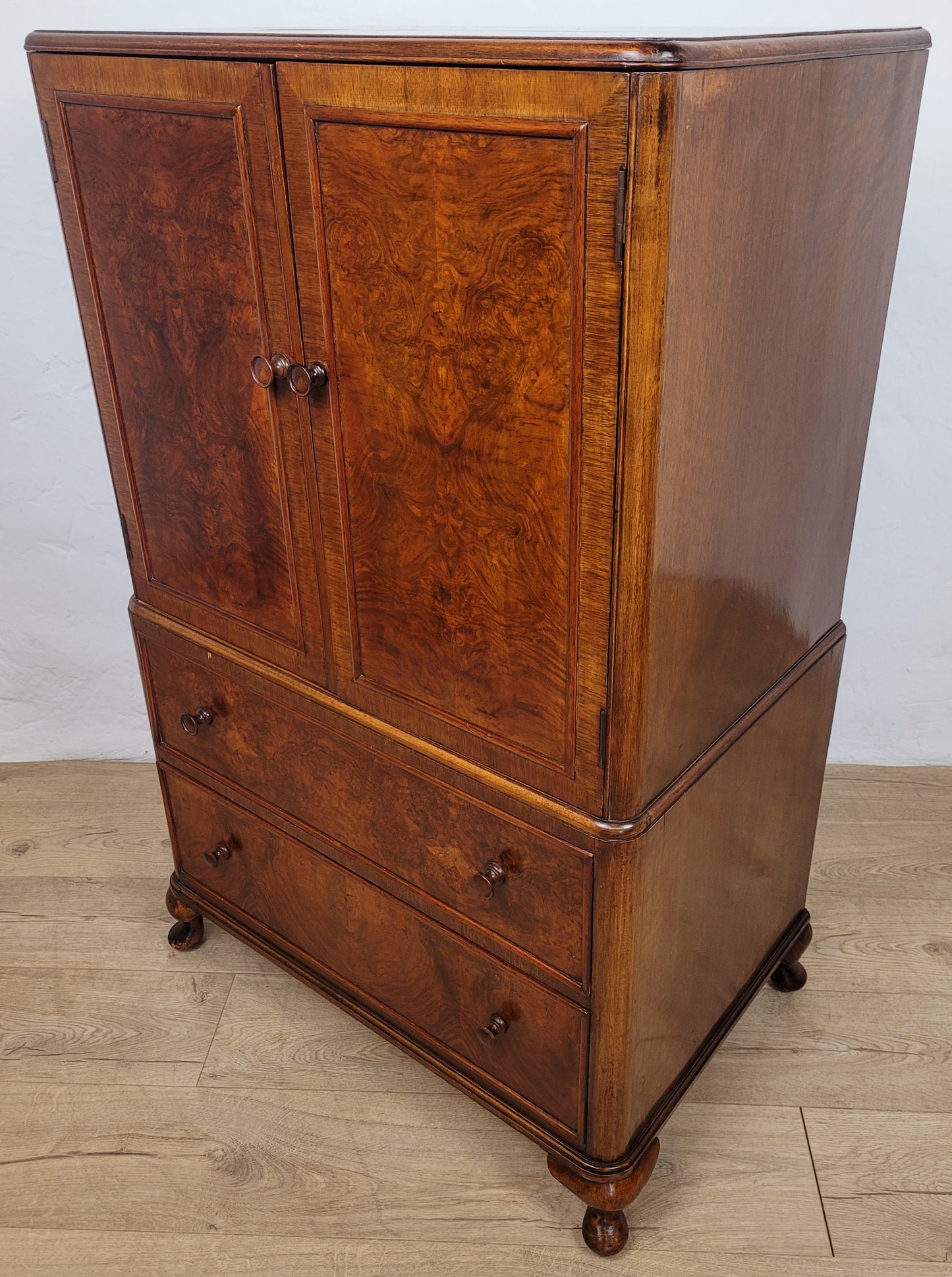 Walnut Tallboy Dresser Cabinet Linen Storage Vintage 1930s Delivery Available
