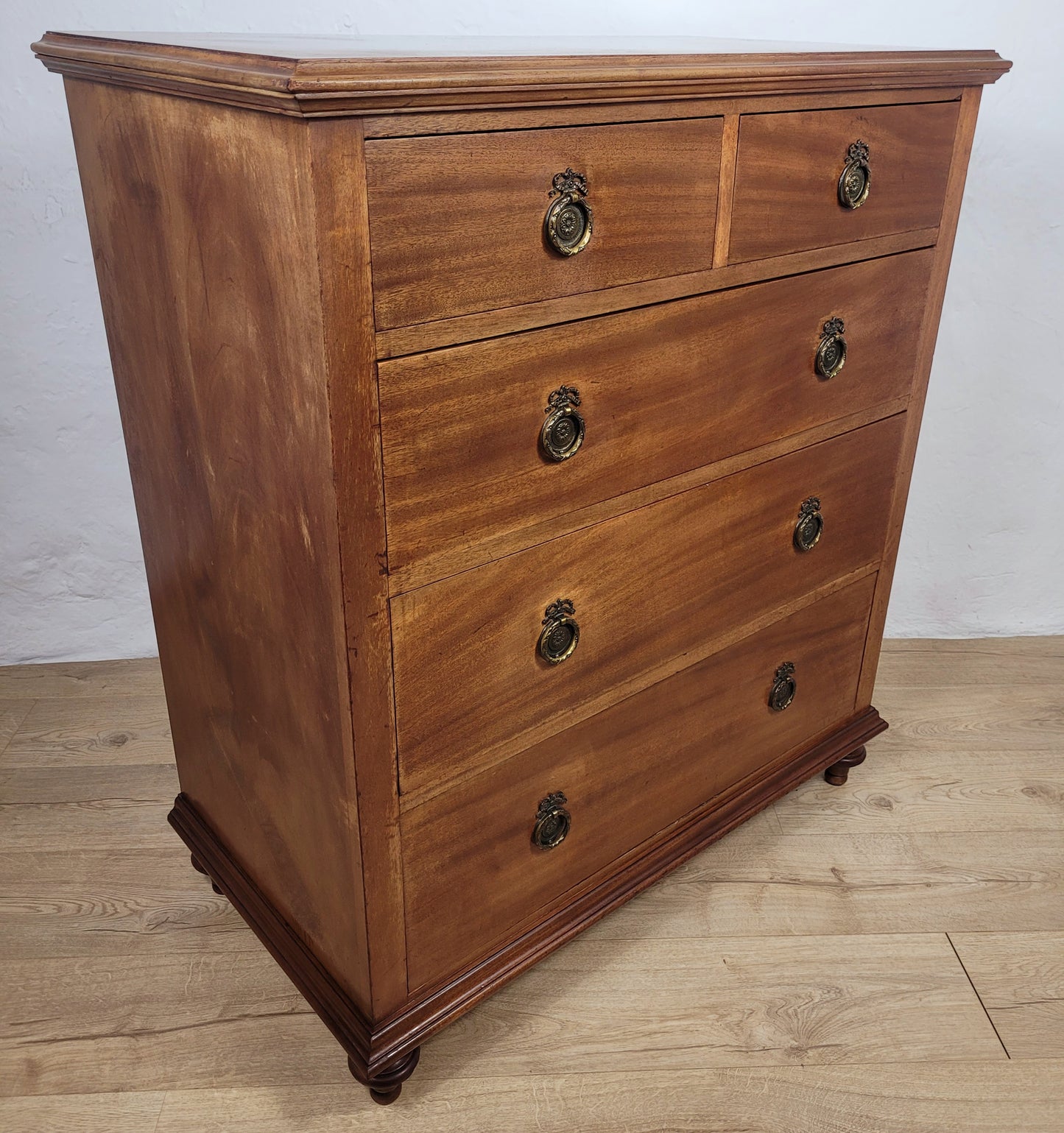 Edwardian Chest of Drawers 2 Over 3 1910s Drop Handle Antique Delivery Available