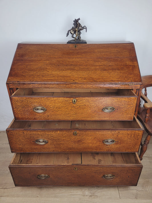 Georgian Writing Bureau Desk 18thC Oak Drop Handles Antique Delivery Available