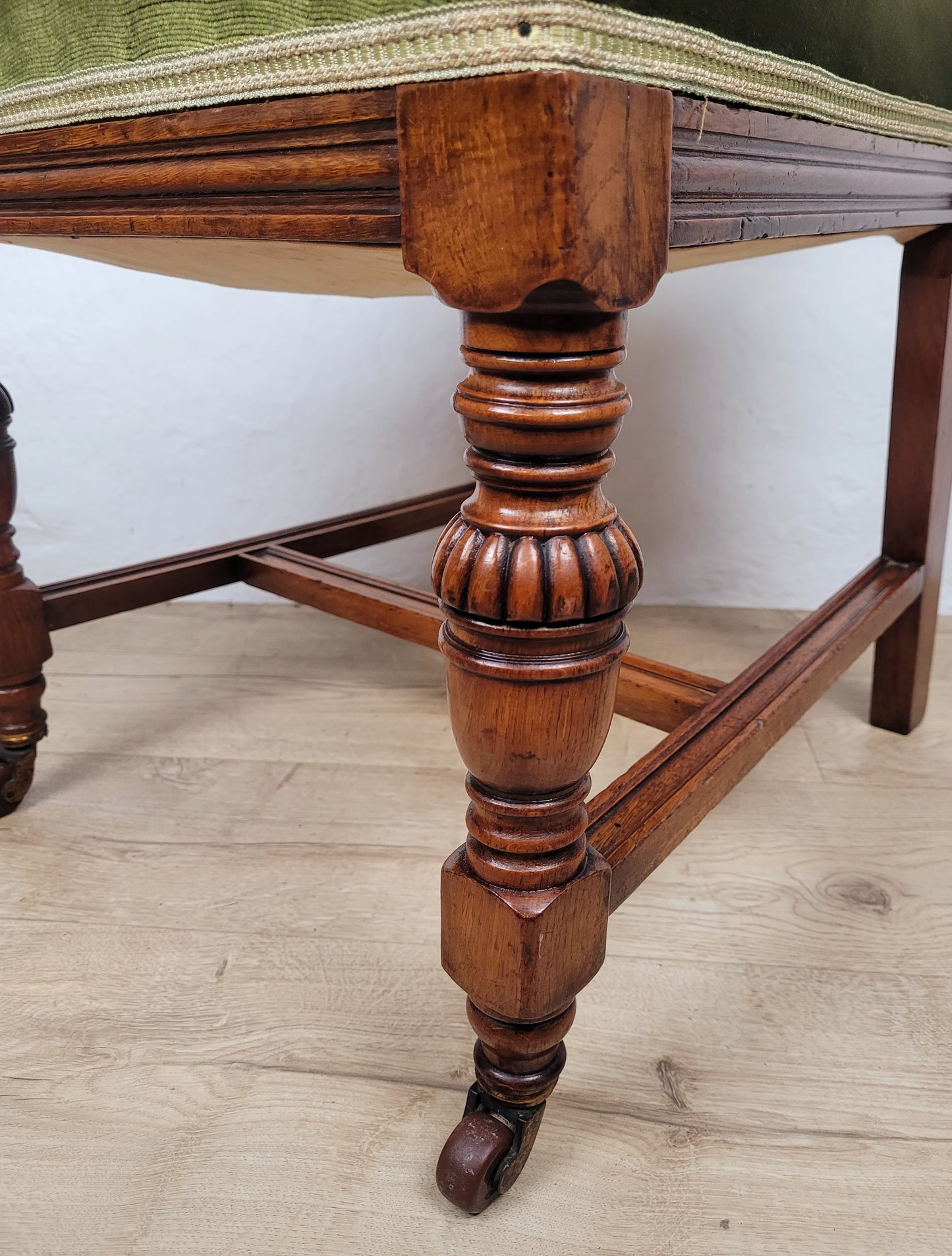 Victorian Hall Chair Oak Upholstered Foliate Carvings Castors Delivery Available