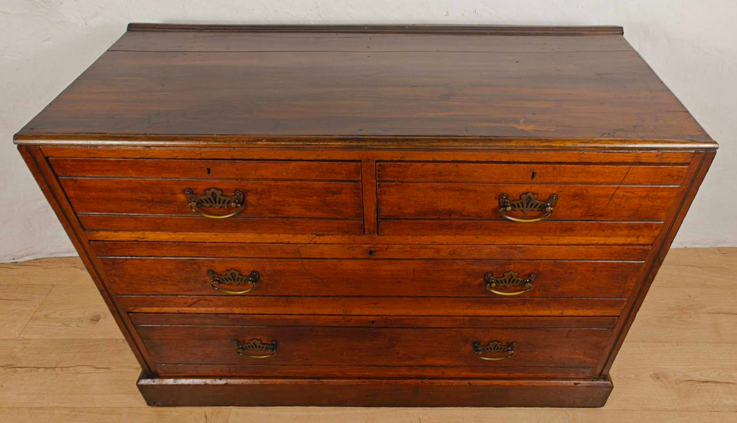 Edwardian Chest of Drawers 2 Over 3 Walnut 1910s Drop Handle Delivery Available